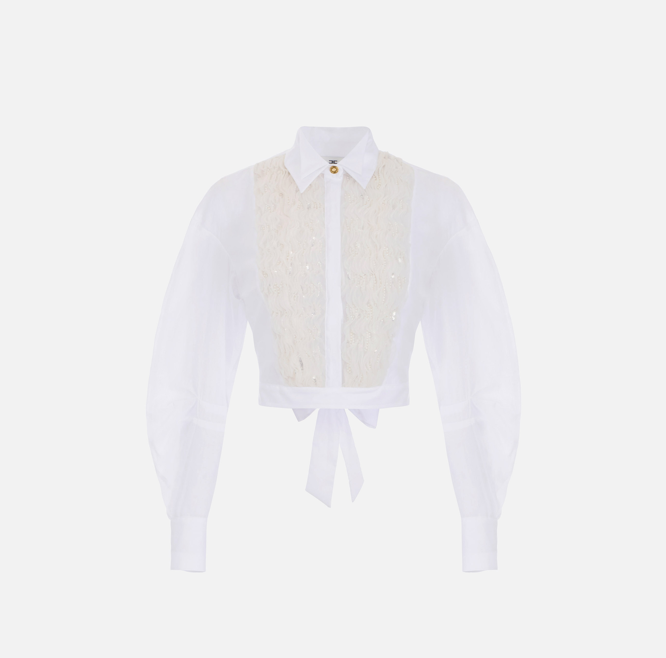 elisabetta franchi Chemise en coton plissé avec ruches