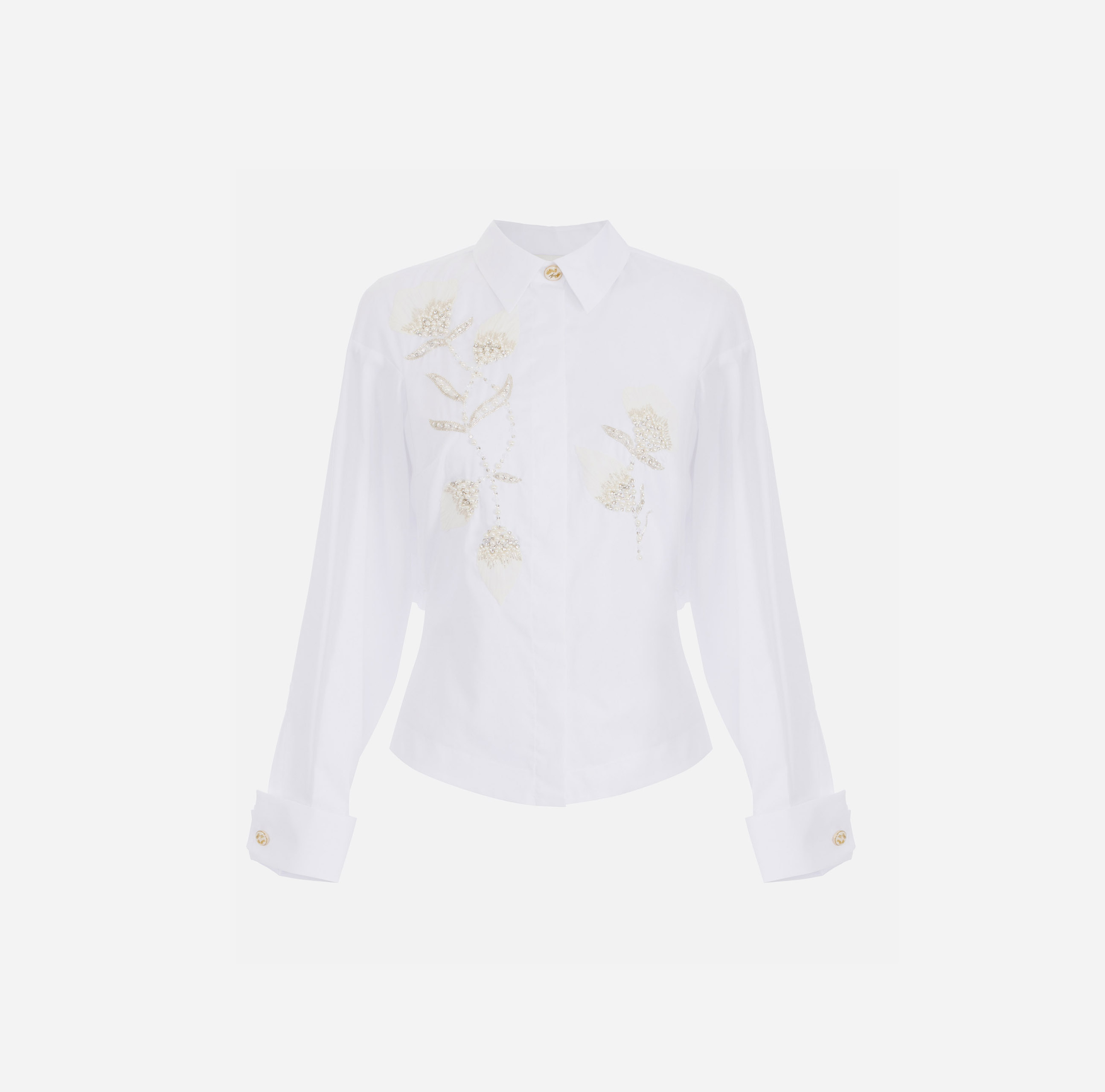elisabetta franchi Chemise en popeline de coton avec broderies florales