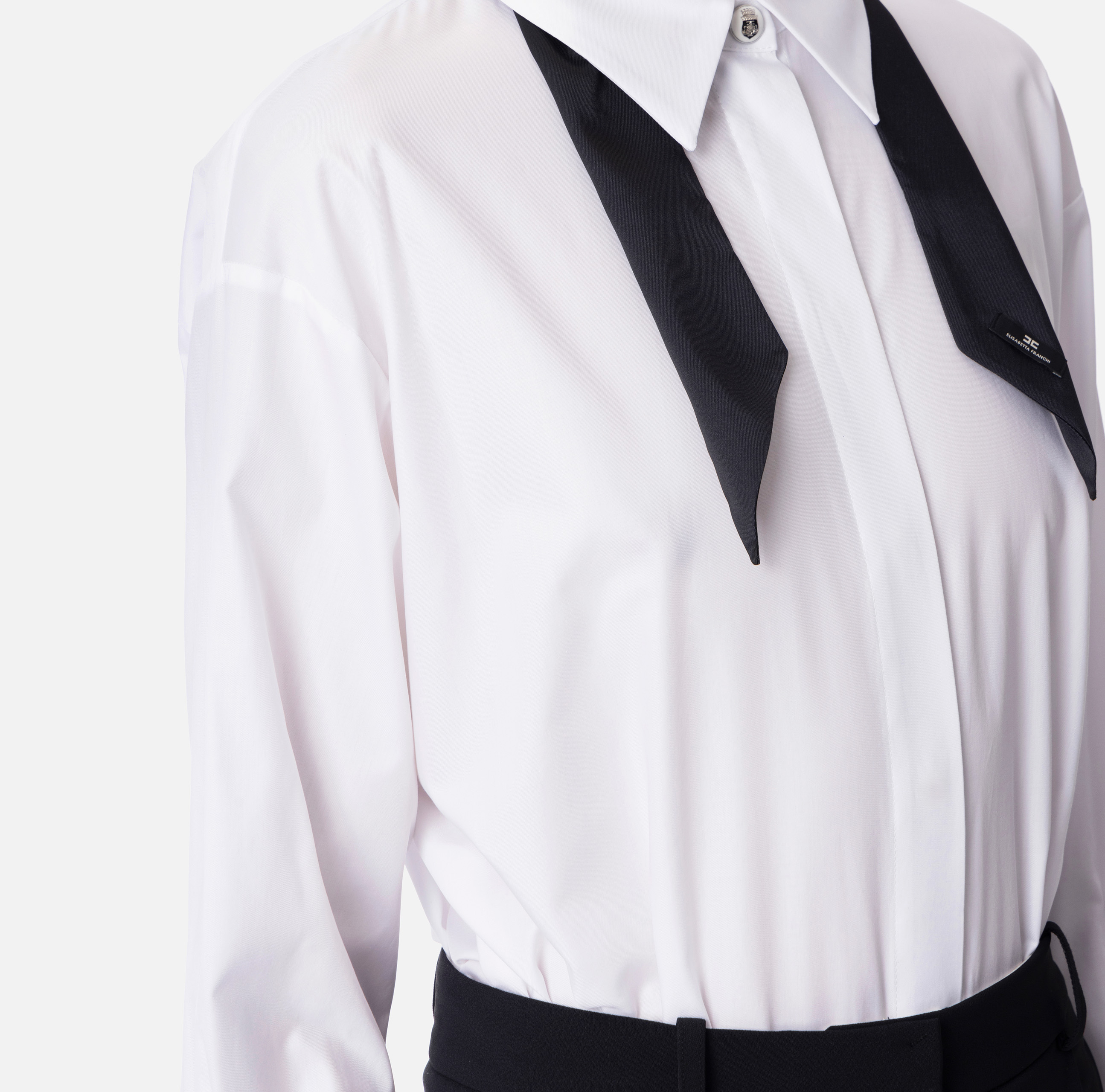 Poplin shirt with contrasting tie | Elisabetta Franchi