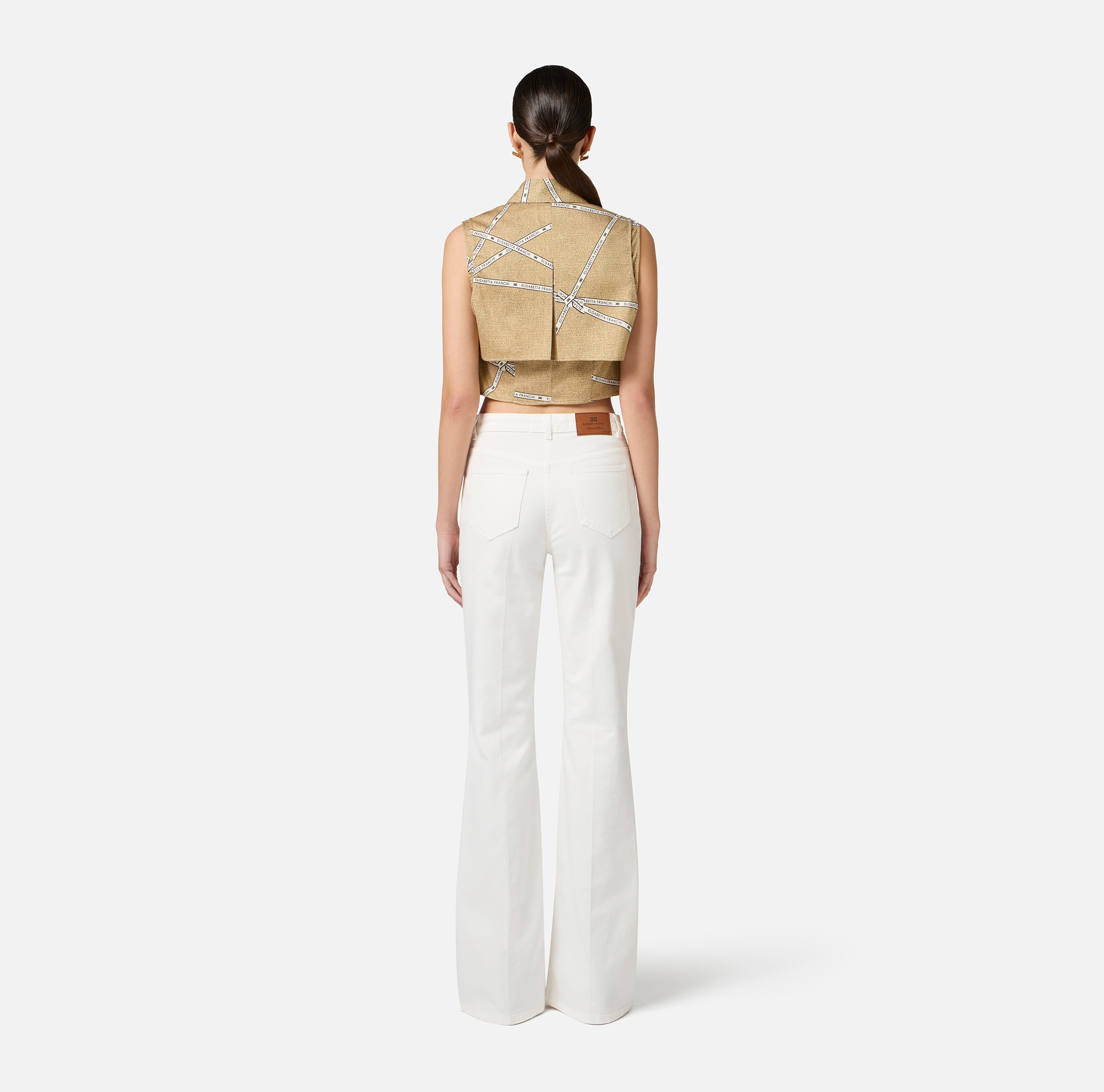 Tシャツ・カットソー ELISABETTA FRANCHI Beha striped cotton top Cropped Shirts | Elisabetta Franchi