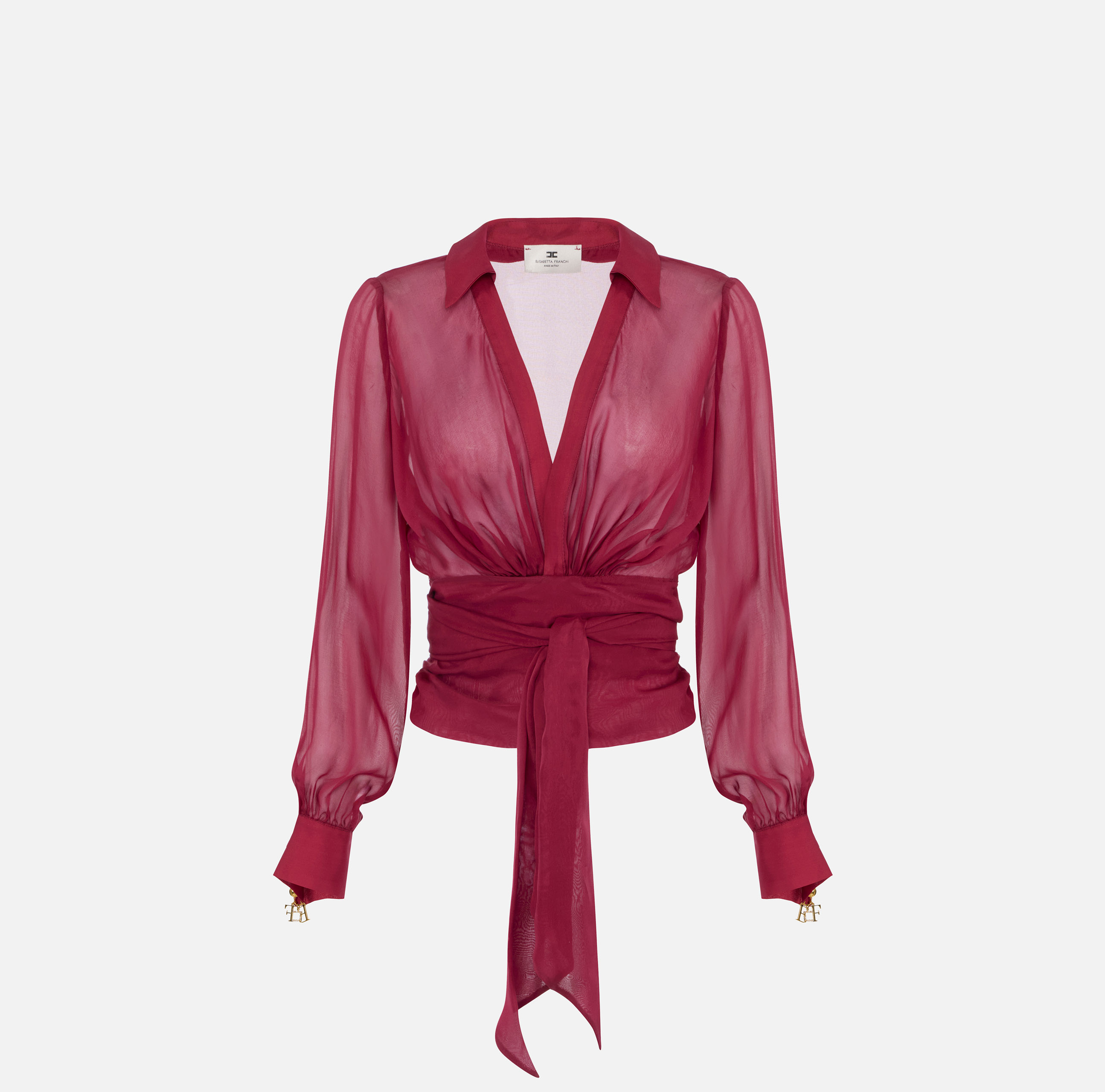 Blouse in voile fabric with sash | Elisabetta Franchi