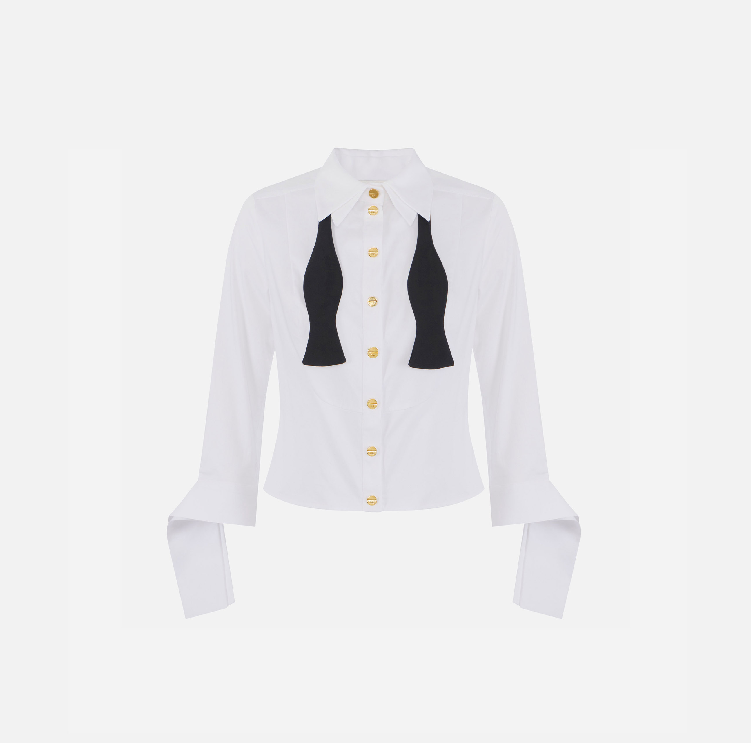 Cotton poplin shirt with bow tie | Elisabetta Franchi