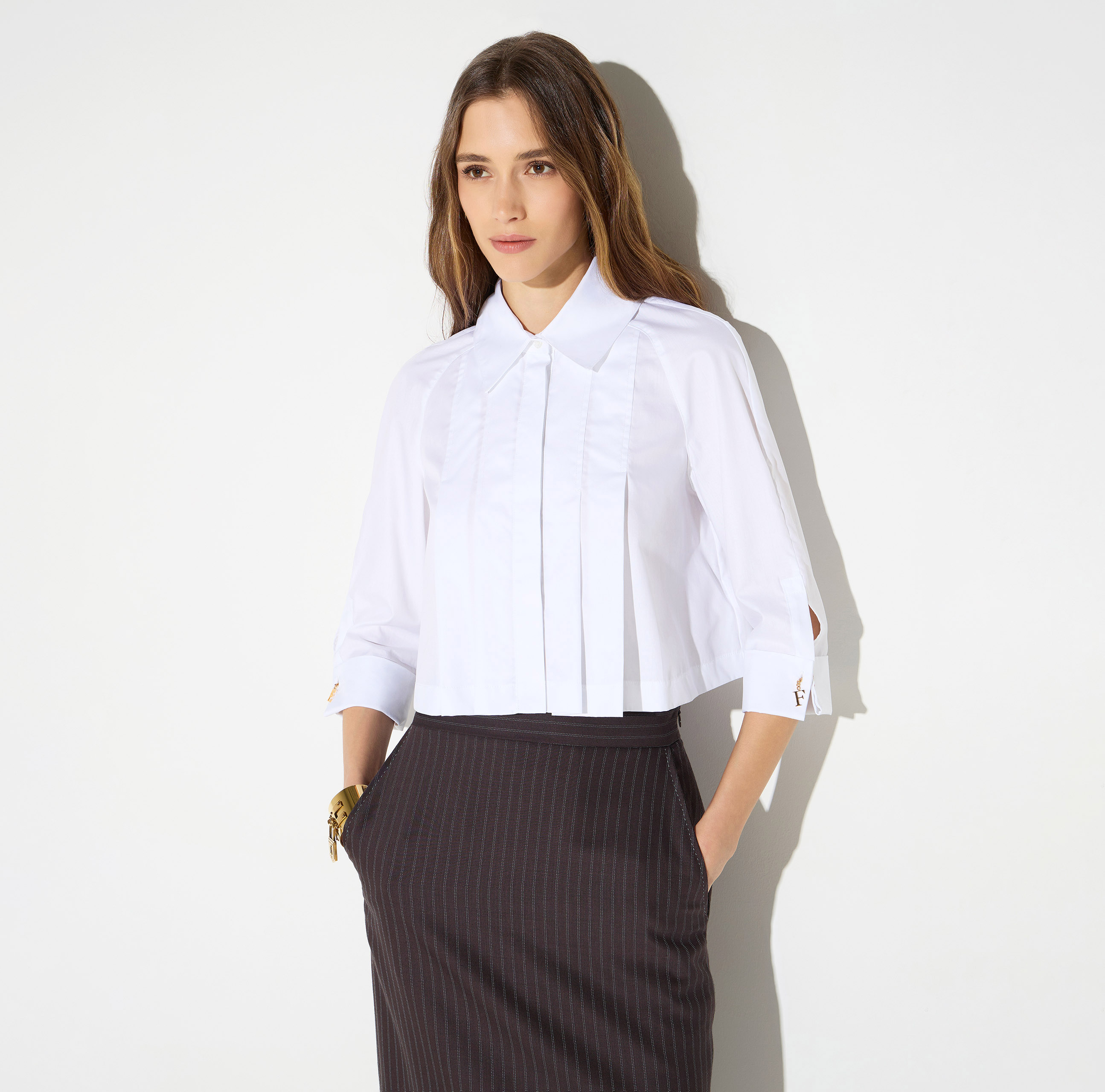 Cotton shirt with pleats | Elisabetta Franchi