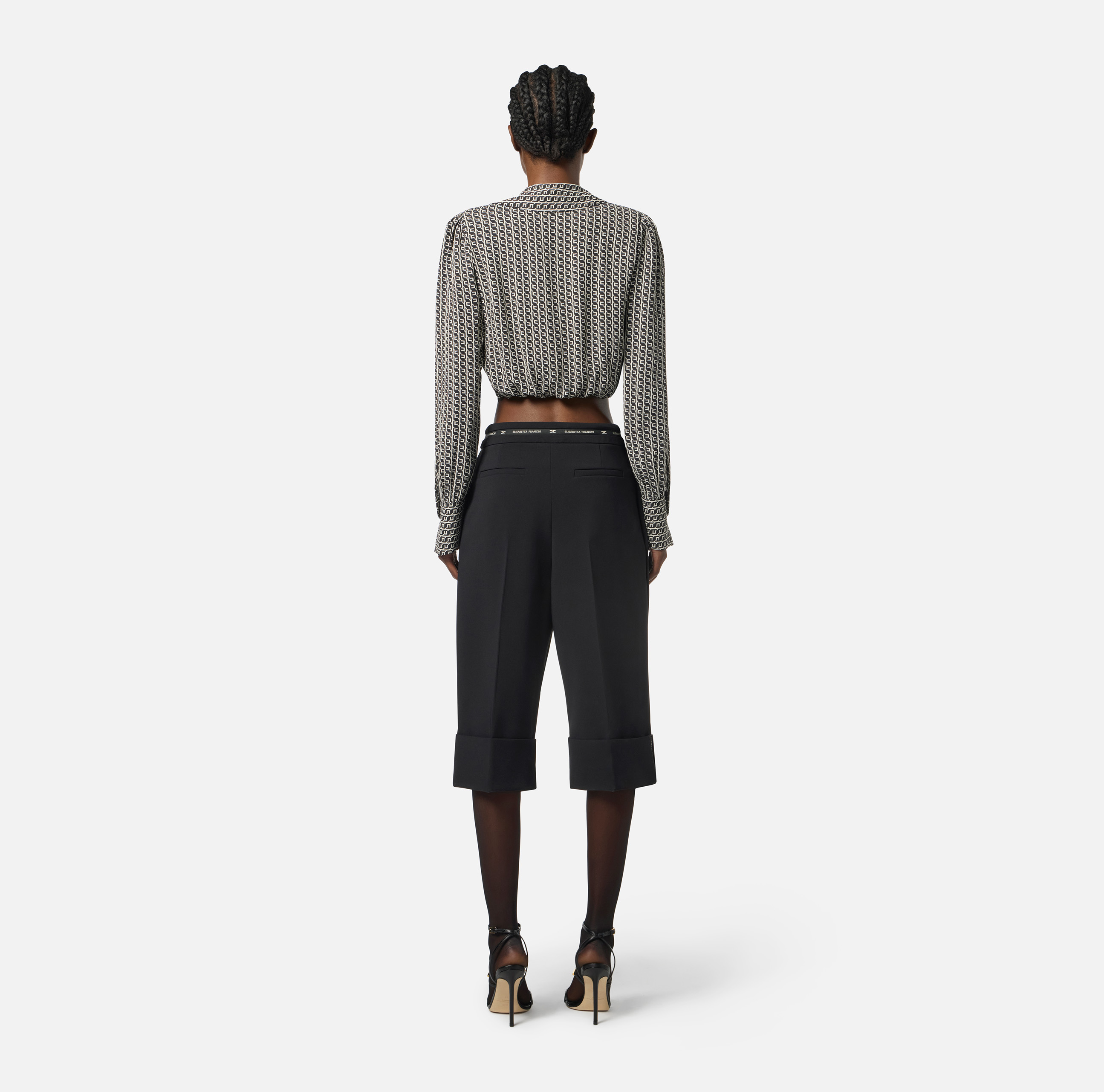 トップス Elisabetta Franchi Crêpe and georgette romper suit with criss-cross laces