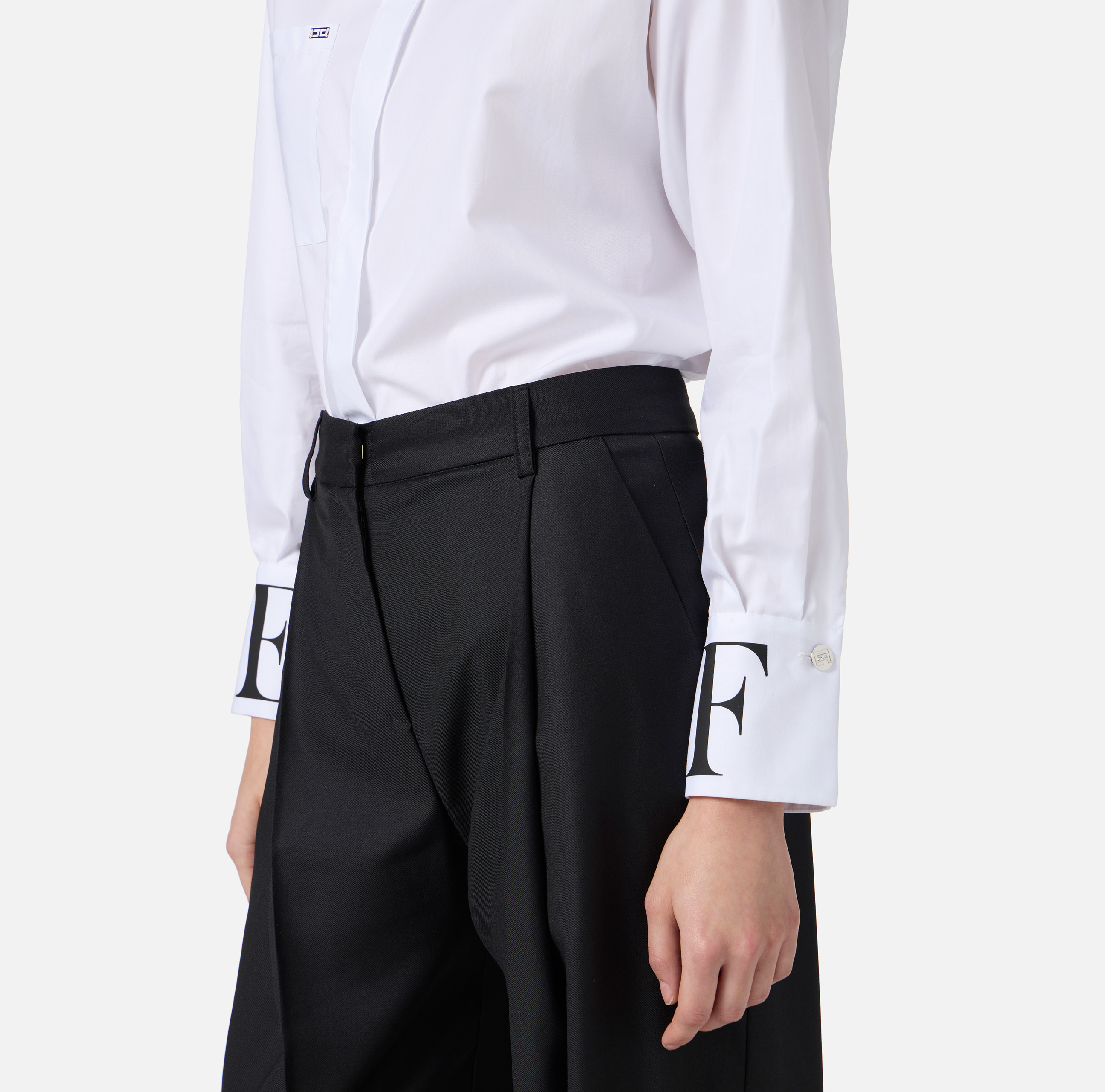 Poplin shirt with logo on cuffs | Elisabetta Franchi