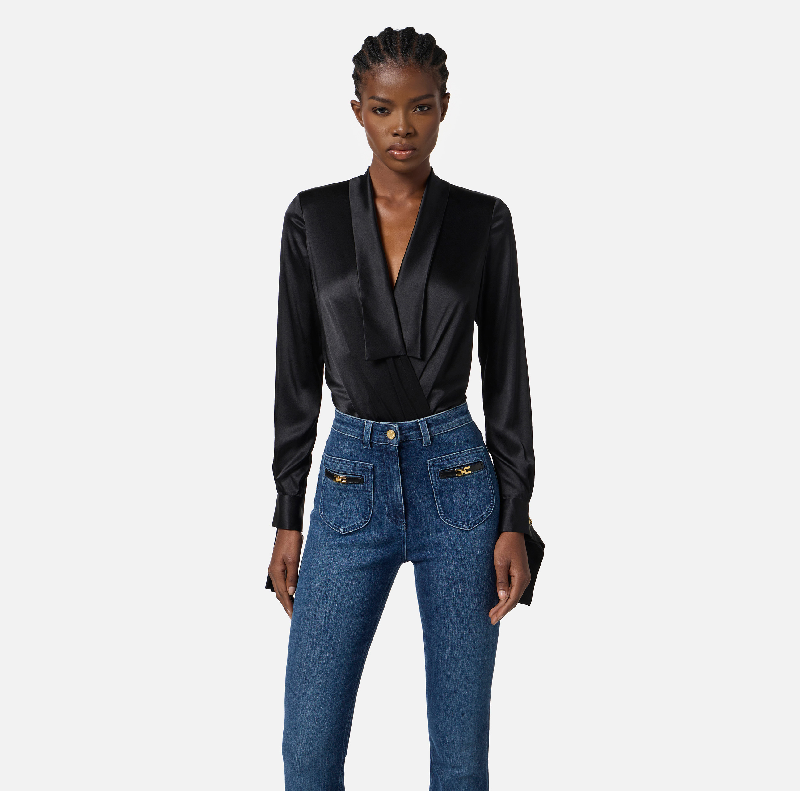 Elisabetta Franchi モノグラム ロングスリーブ ブラウス Elisabetta Franchi モノグラム ロングスリーブ ブラウス