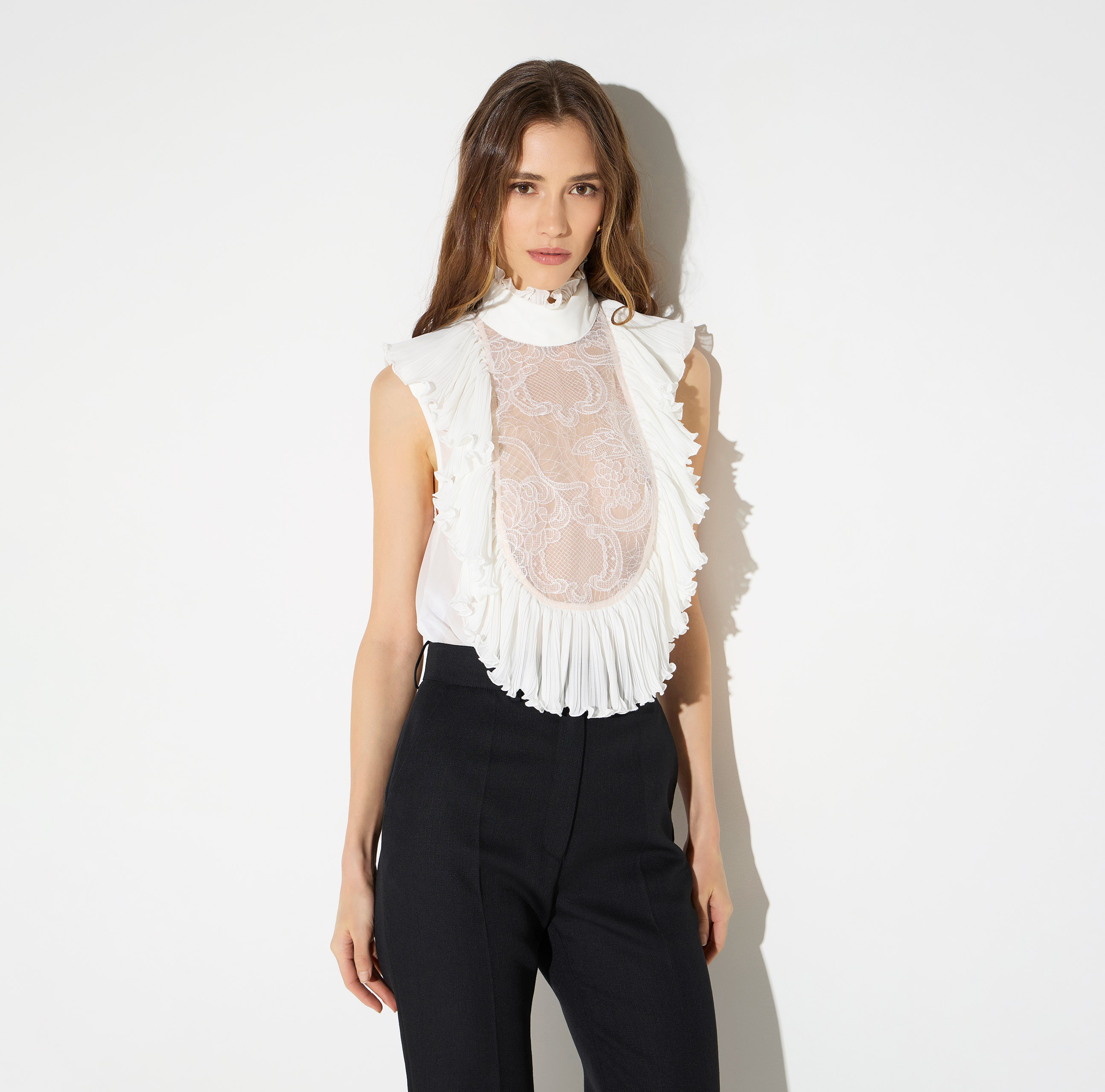 Bodysuit in georgette and lace | Elisabetta Franchi