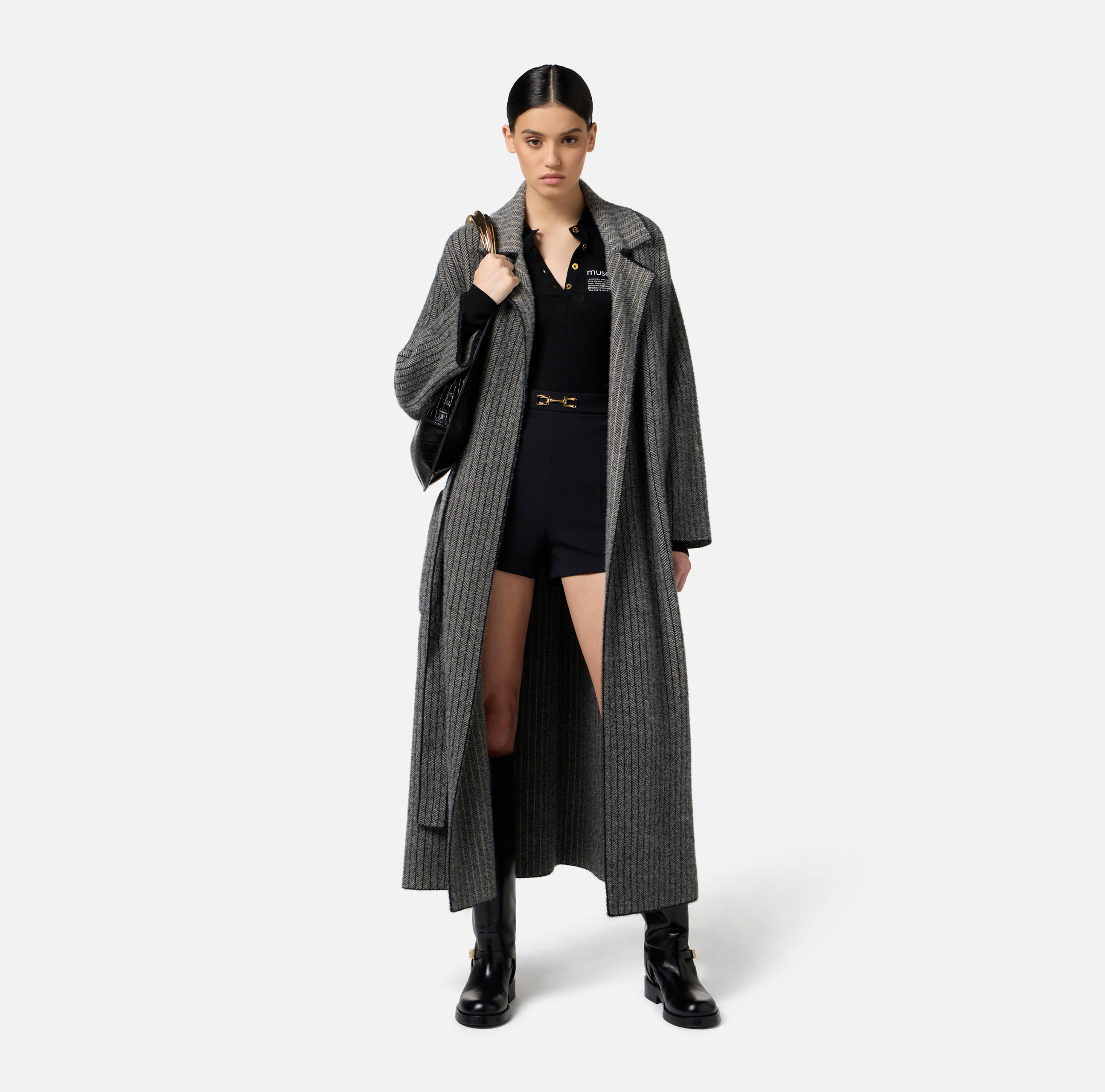 Wool blend coat with belt | Elisabetta Franchi