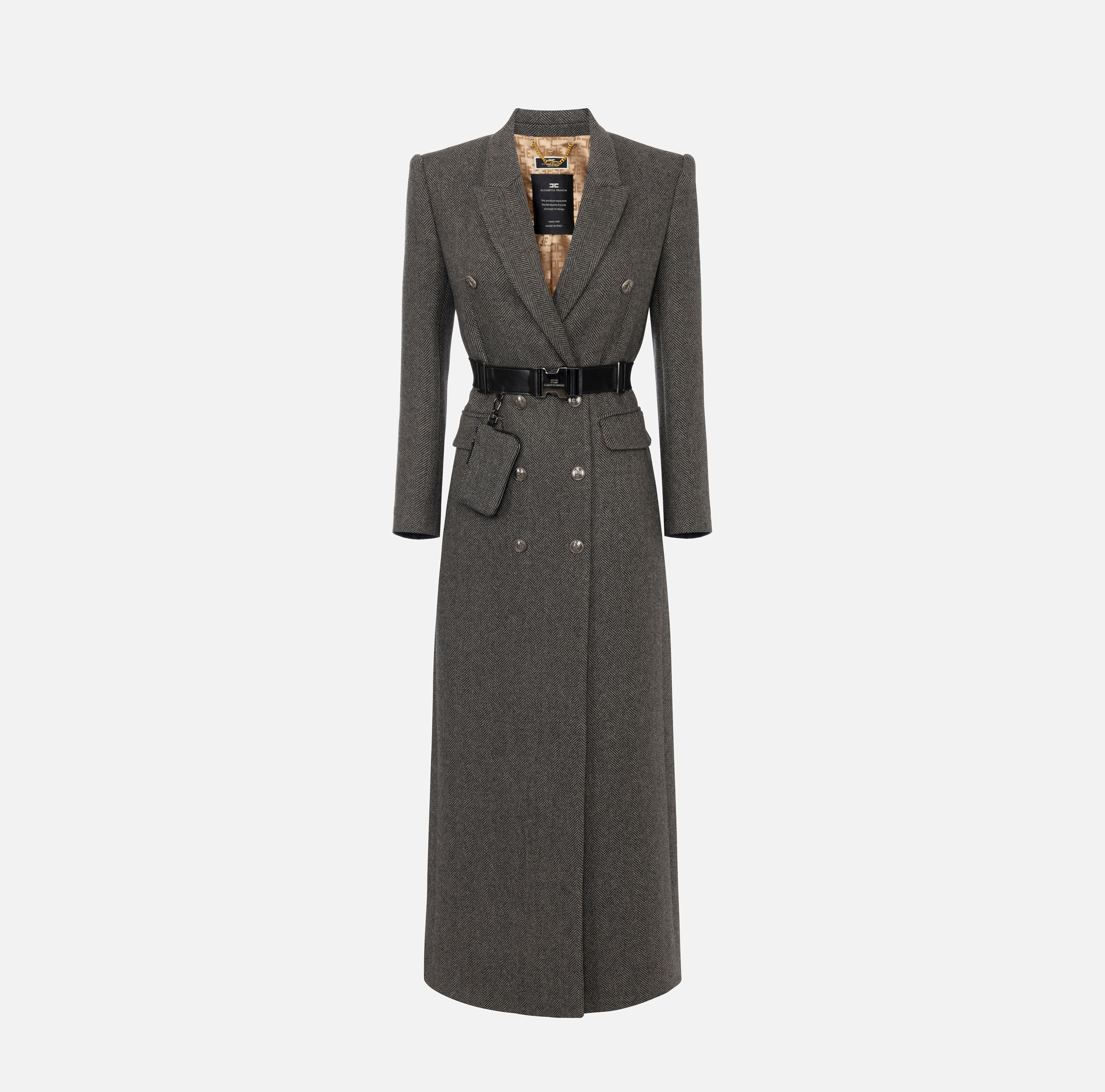 Double breasted coat with utility belt Elisabetta Franchi