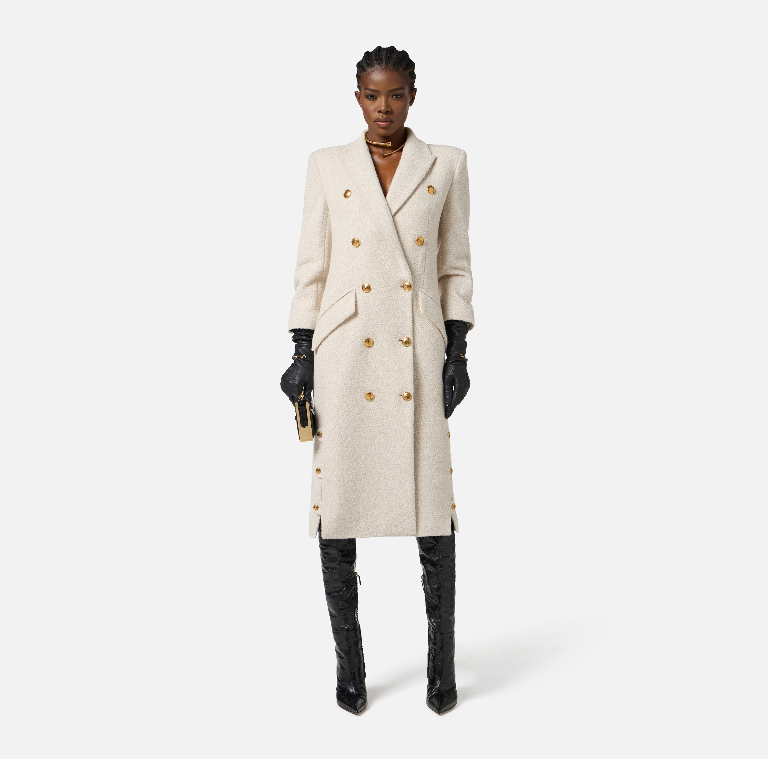 Coat in bouclé wool cloth | Elisabetta Franchi
