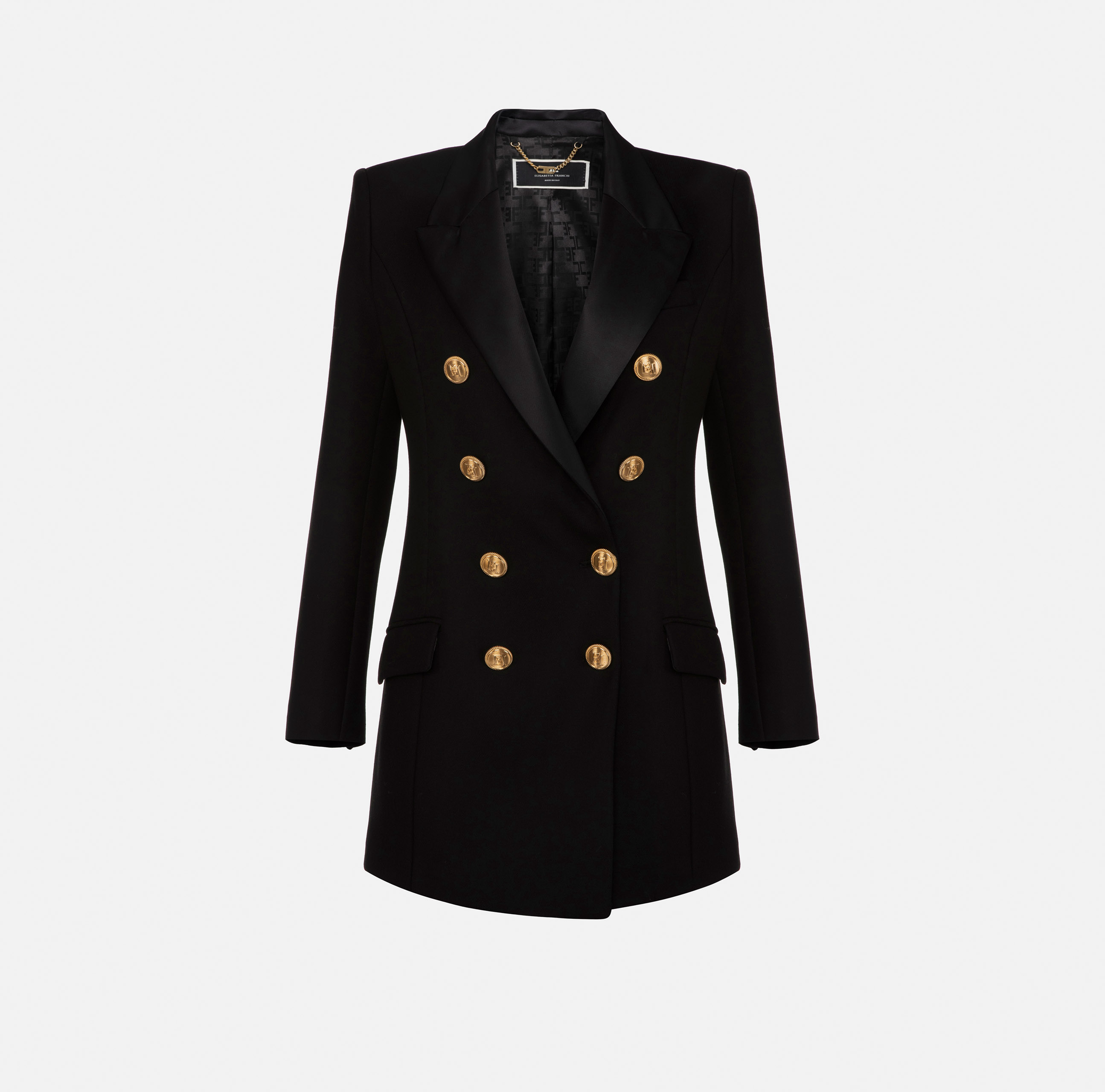 Balmain Short Double-breasted Coat With Branded Buttons in Black