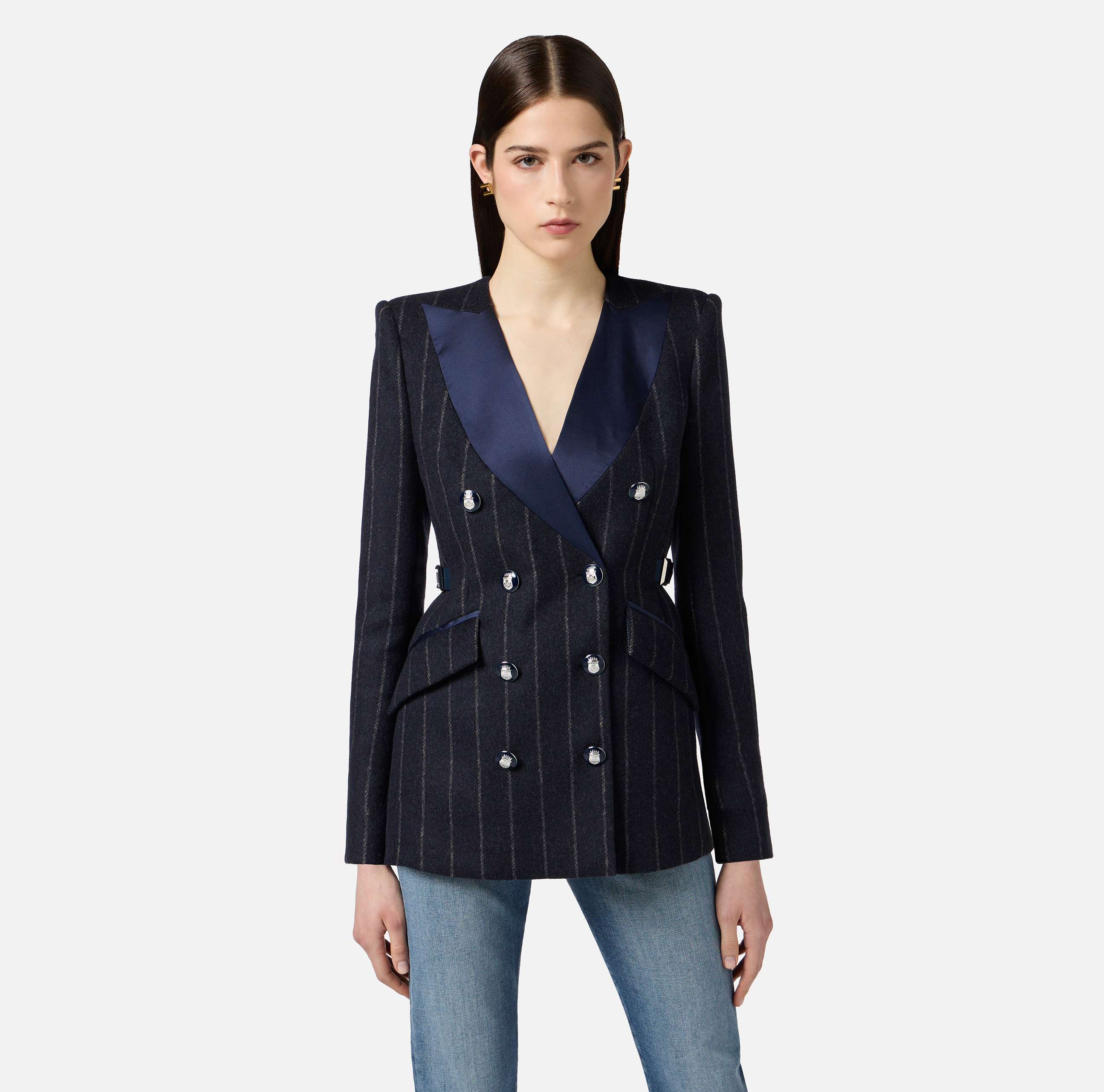 ボトムスその他 Elisabetta Franchi Double-Breasted Wool Blazer Elisabetta Franchi - Double breasted blazer dress Fuchsia