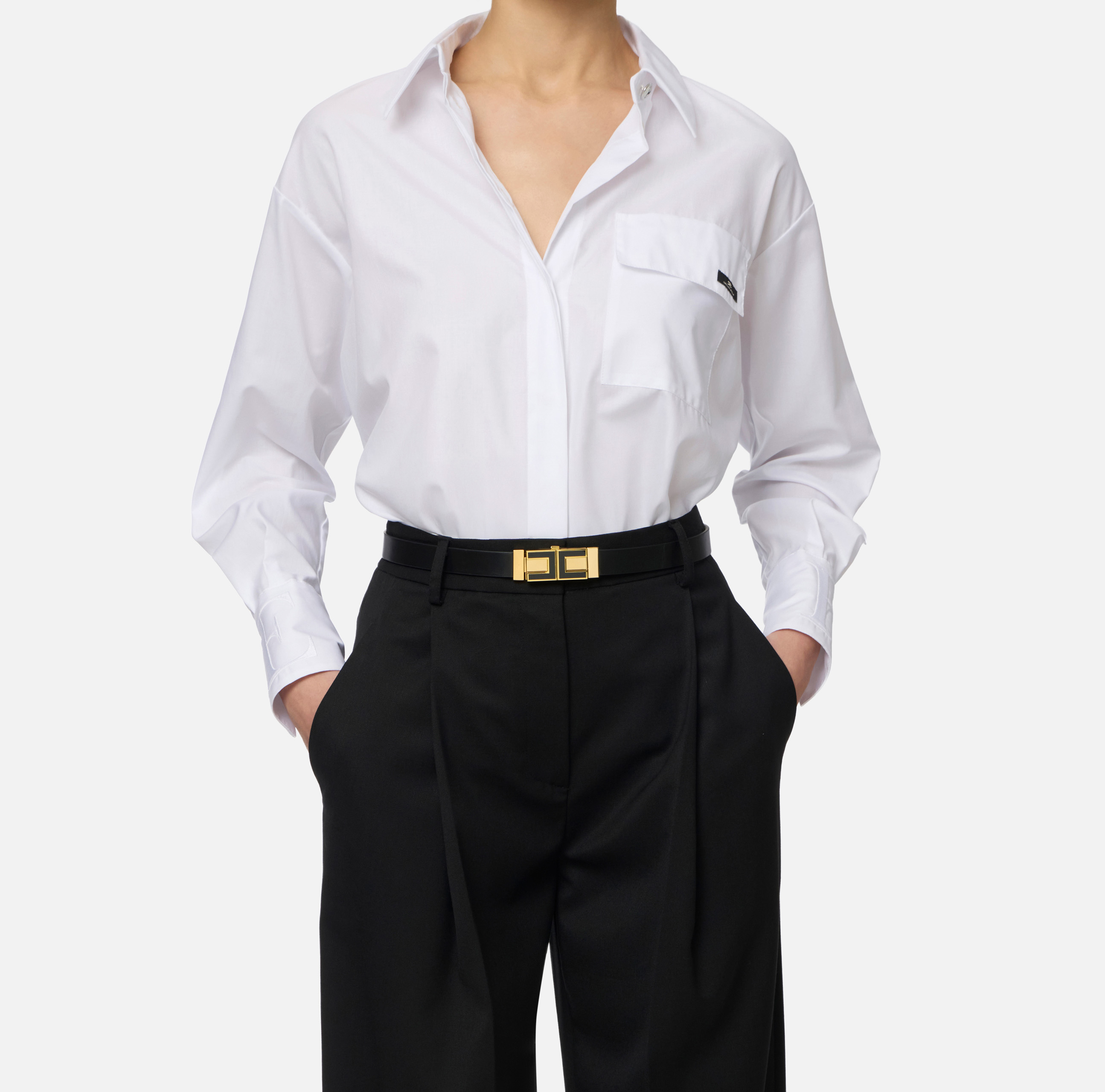 Leather belt with logo buckle | Elisabetta Franchi