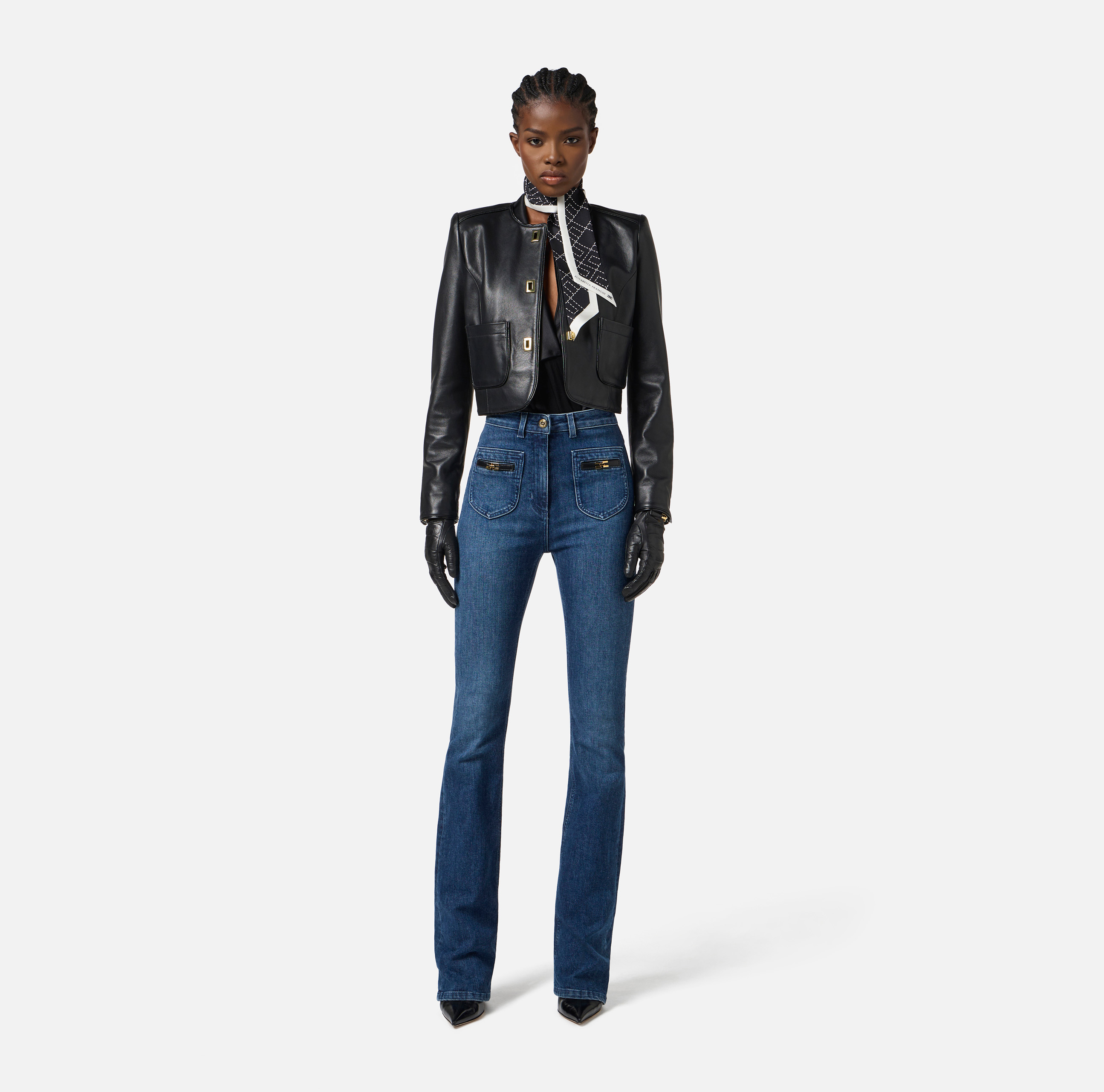 レザージャケット・コート ELISABETTA FRANCHI LEATHER JACKET WITH VINYL DETAILS Leather jacket with vinyl details | Elisabetta Franchi