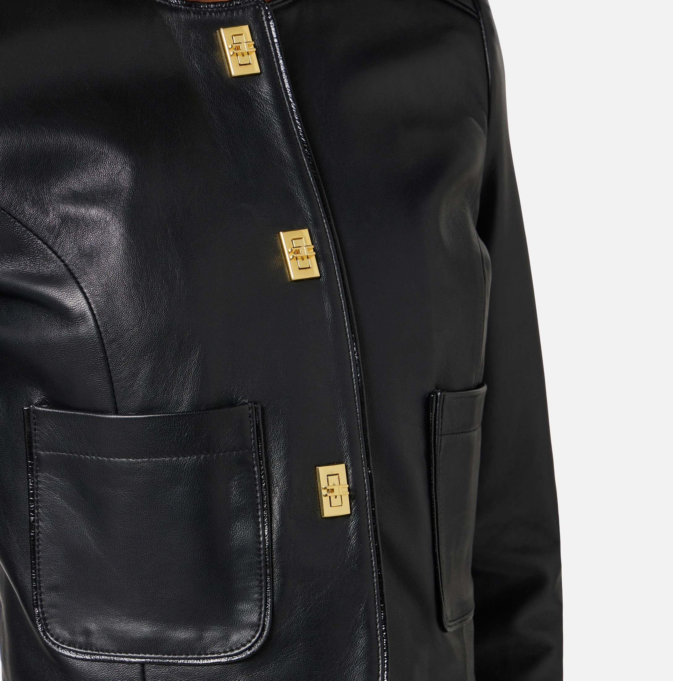 レザージャケット・コート ELISABETTA FRANCHI LEATHER JACKET WITH VINYL DETAILS Leather jacket with vinyl details | Elisabetta Franchi