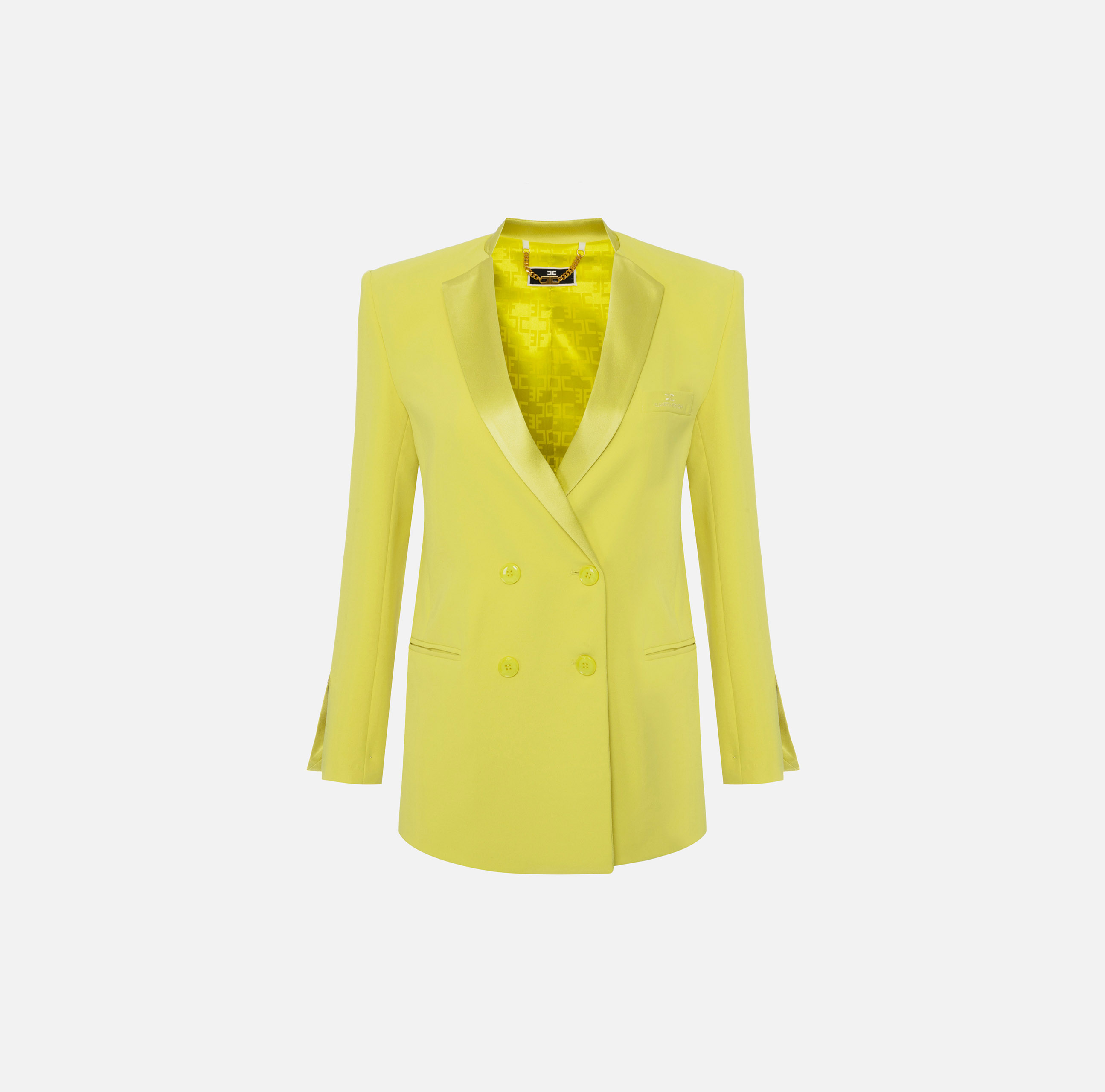 Crêpe double-breasted jacket with satin lapels