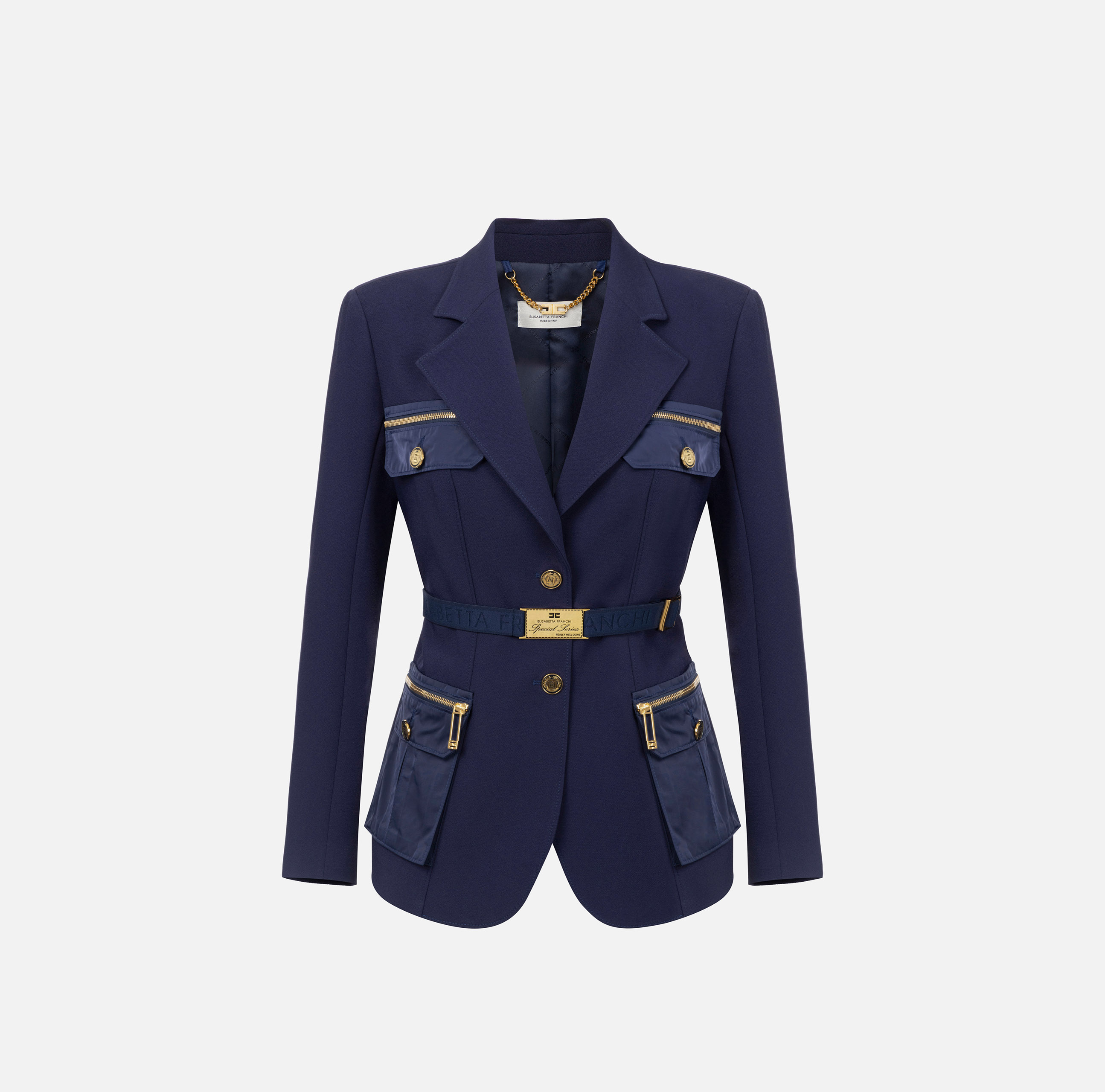 ジャケット ELISABETTA FRANCHI Double-breasted wool blazer Blazer Elisabetta Franchi Khaki size 36 FR in Polyester