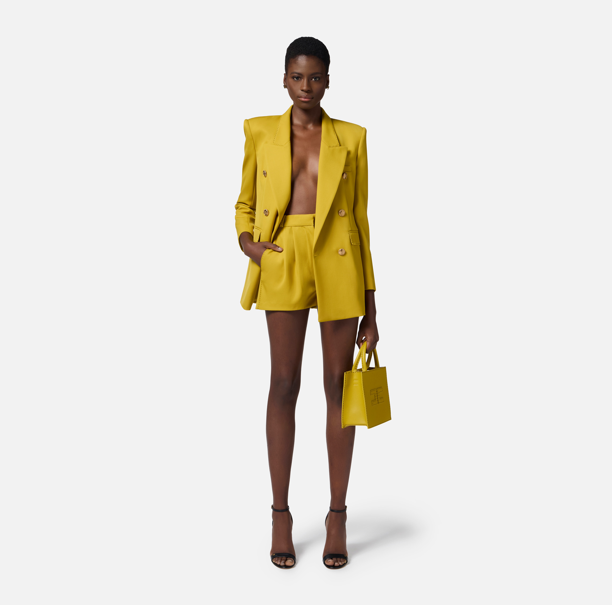 Cool wool jacket with contrasting topstitching | Elisabetta