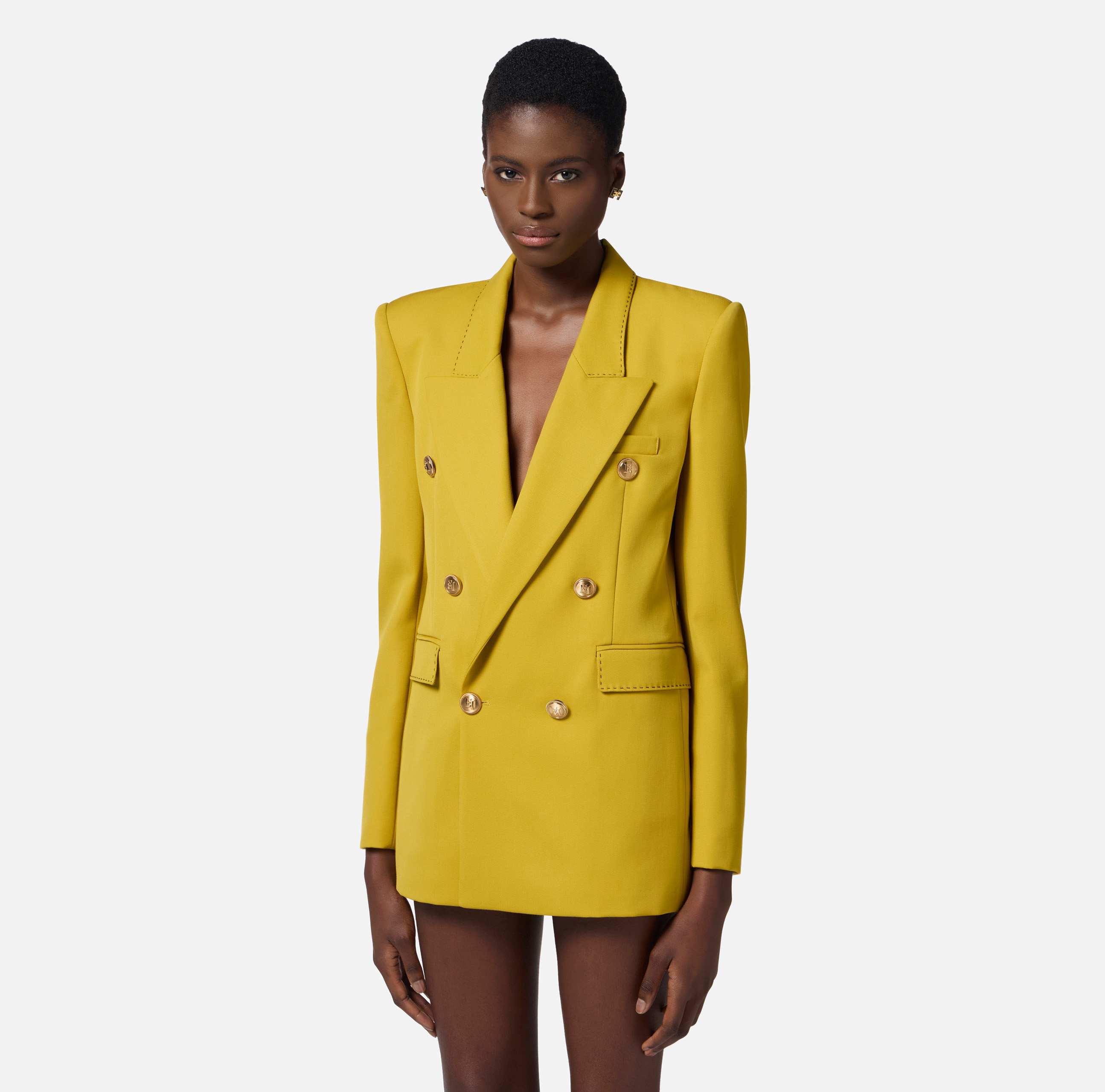 ジャケット ELISABETTA FRANCHI Woman Jacket Yellow GI161 DC7 Elisabetta Franchi yellow tweed jacket | H-Brands