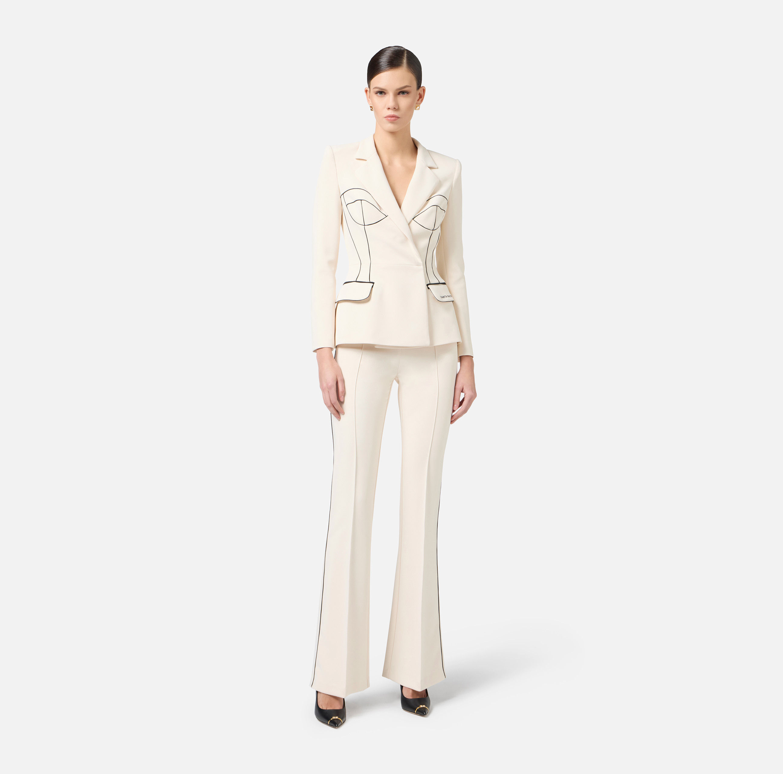 ジャケット ELISABETTA FRANCHI Crepe and tulle blazer Elisabetta franchi Crêpe and tulle blazer available on