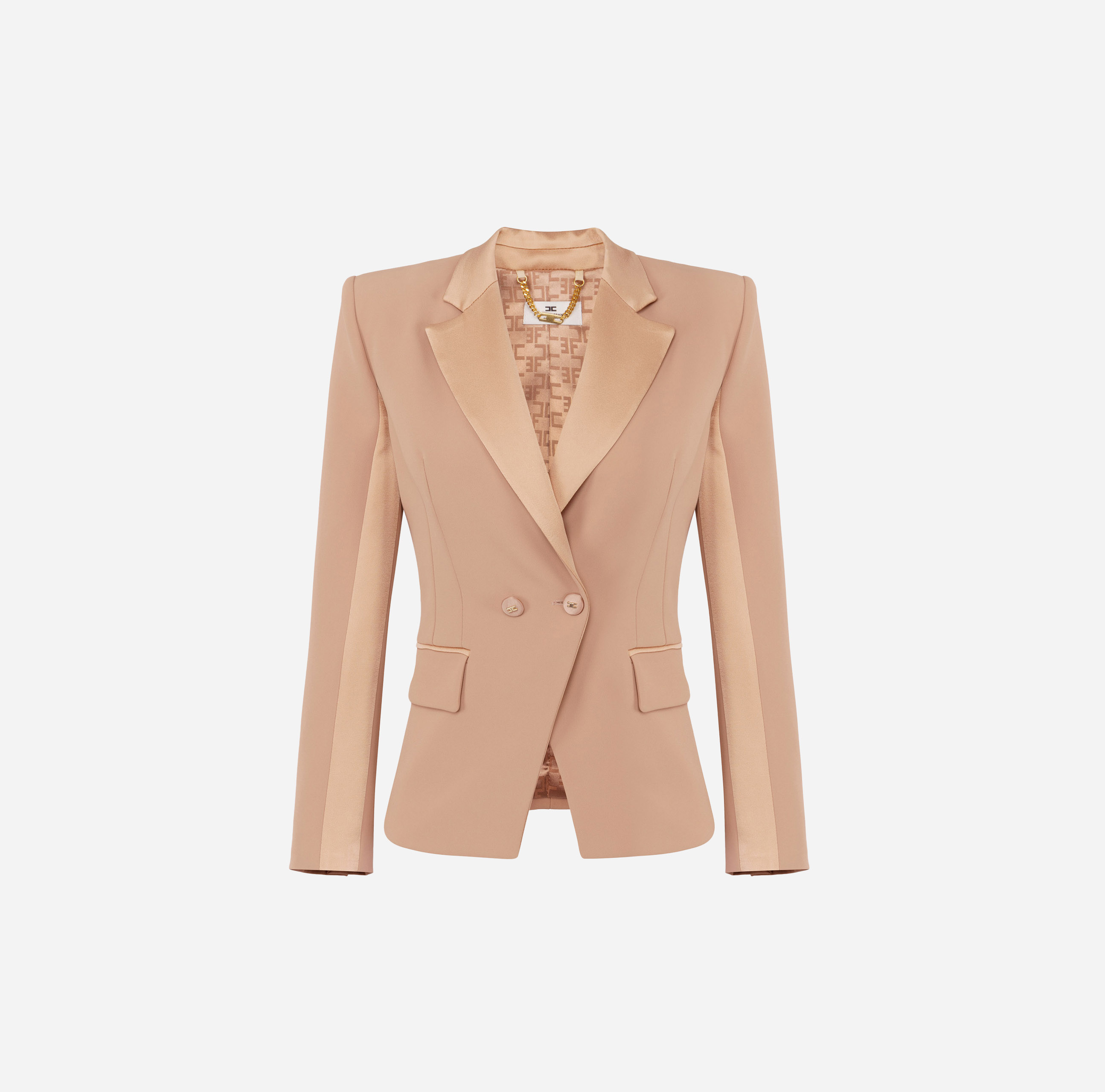 ジャケット ELISABETTA FRANCHI CREPE BLAZER WITH SATIN DETAILS Crêpe jacket with satin lapels | Elisabetta Franchi
