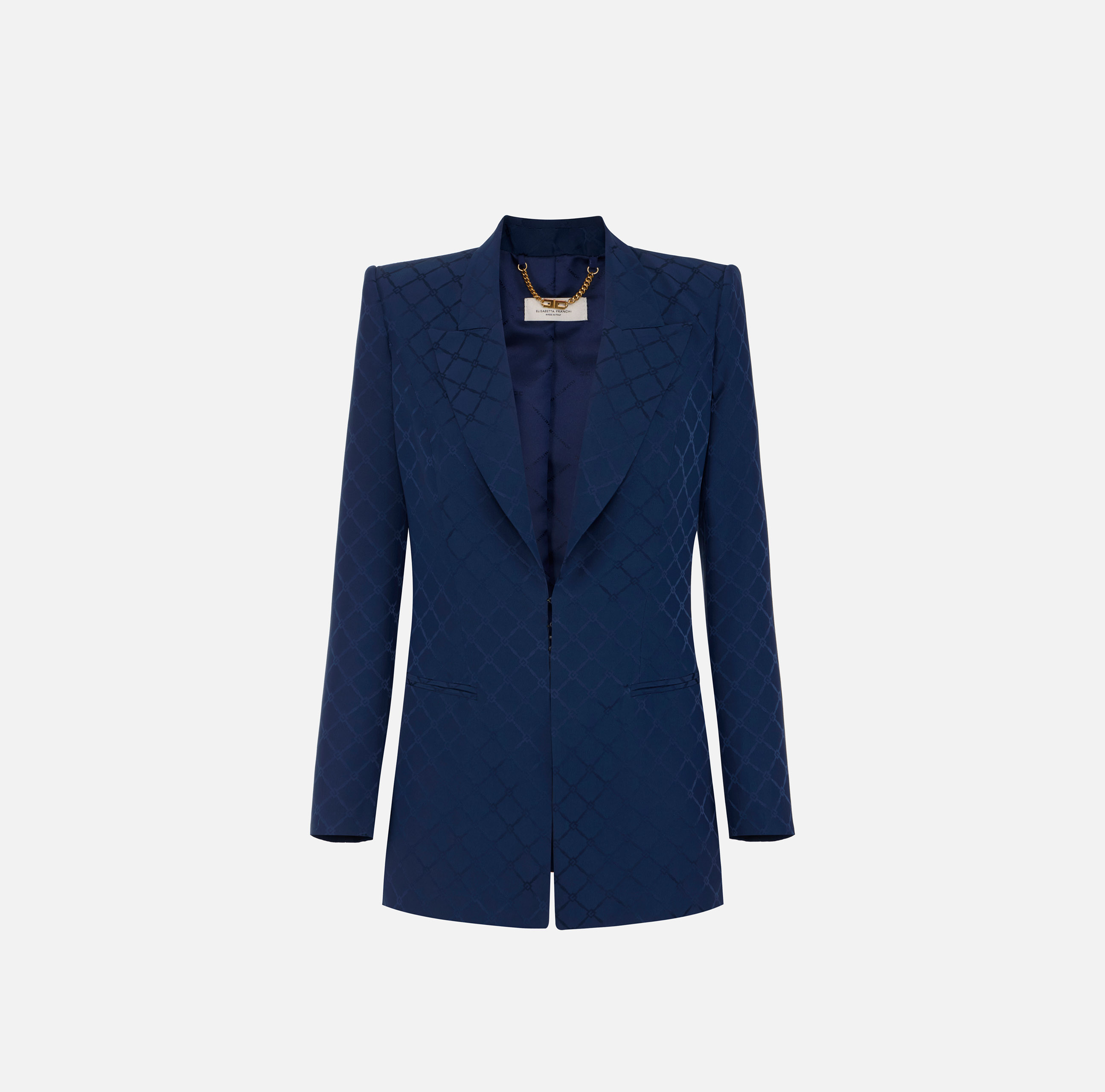 elisabetta franchi Veste en satin avec losange jacquard