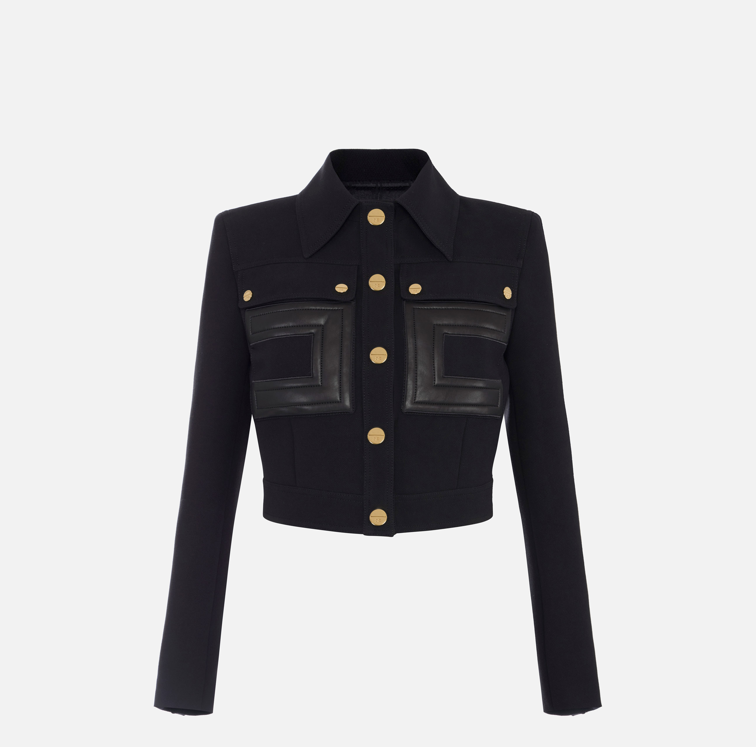 Jacket in double-layer crêpe fabric with logo details | Elisabetta