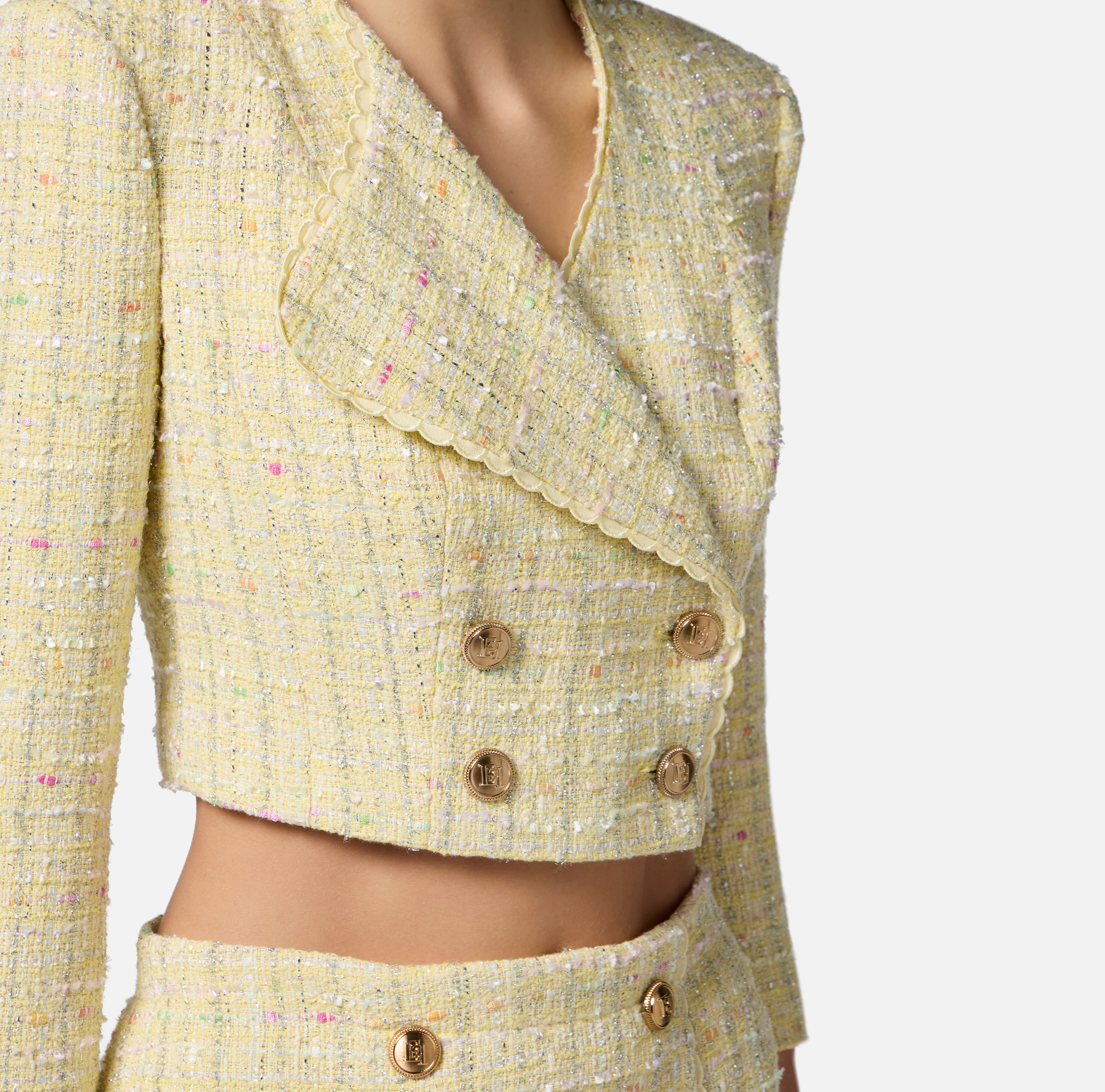 Lurex bouclé jacket with embroidered scallop | Elisabetta