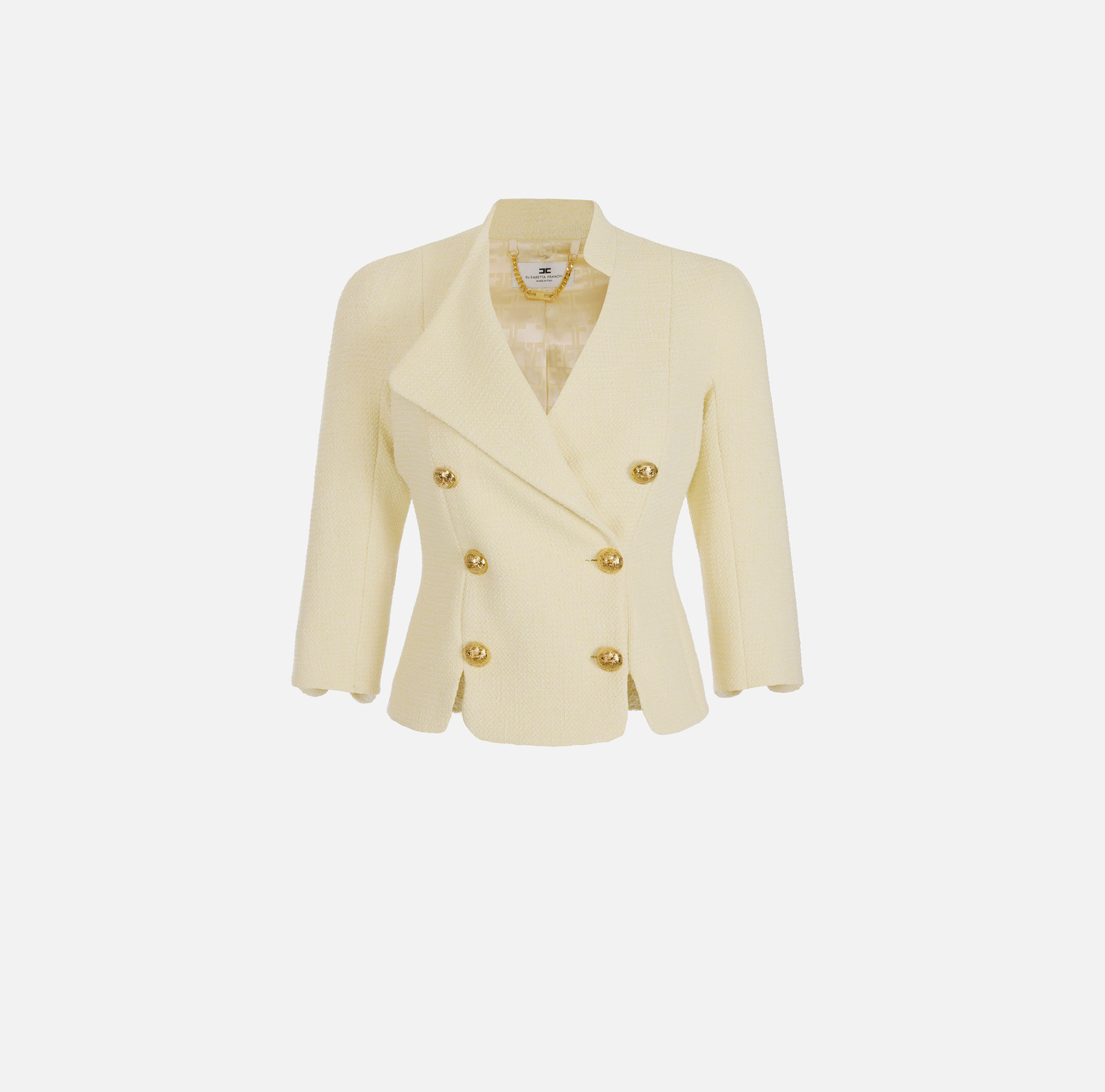 ジャケット ELISABETTA FRANCHI Women Outer GI16152E2 DC7 232236 Beige Diamond tweed jacket with logoed buttons | Elisabetta Franchi