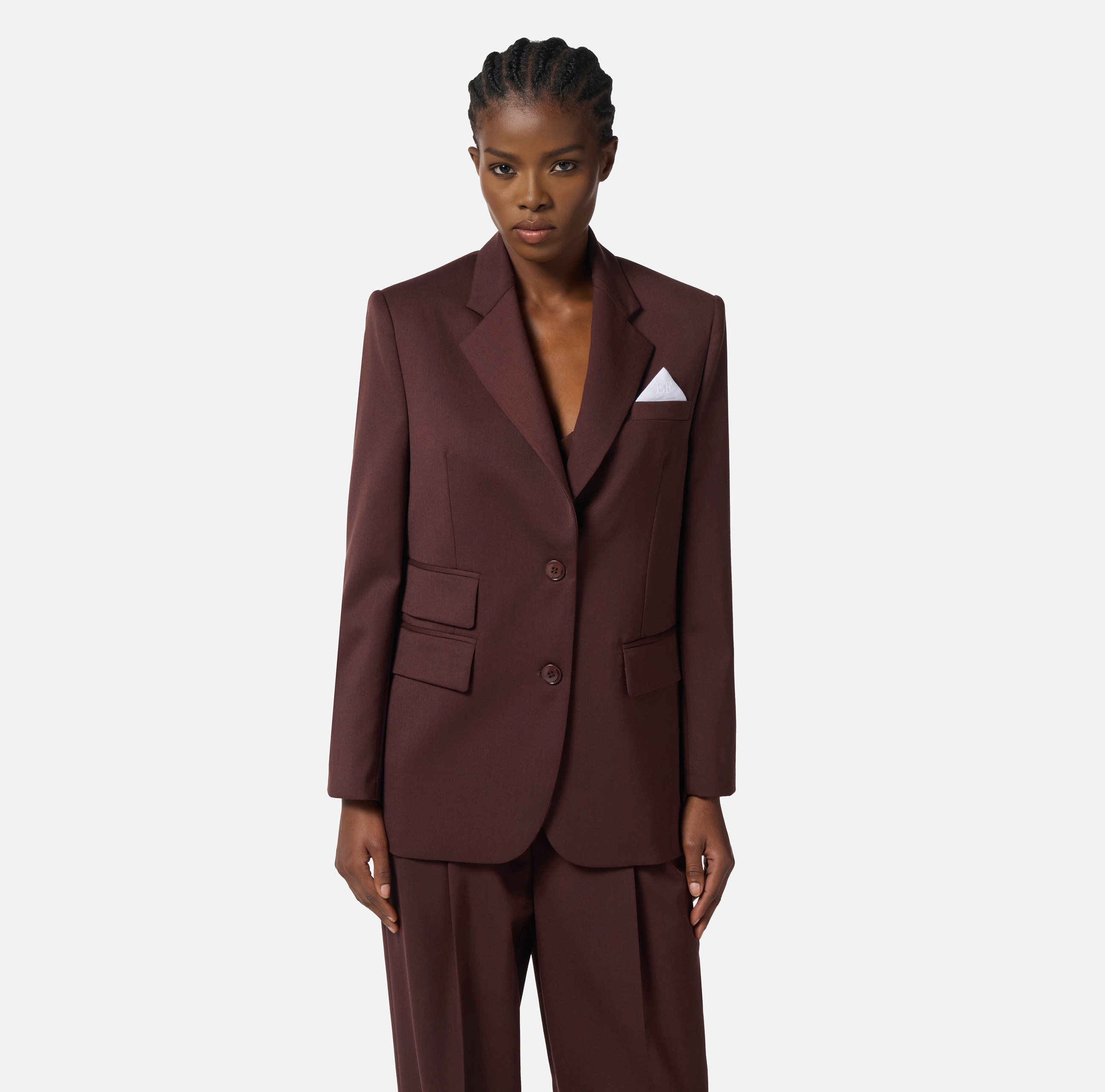 【25-26AW】ELISABETTA FRANCHI クールウールジャケット ２色 Women's Outerwear by Elisabetta Franchi: gilet, coats, down