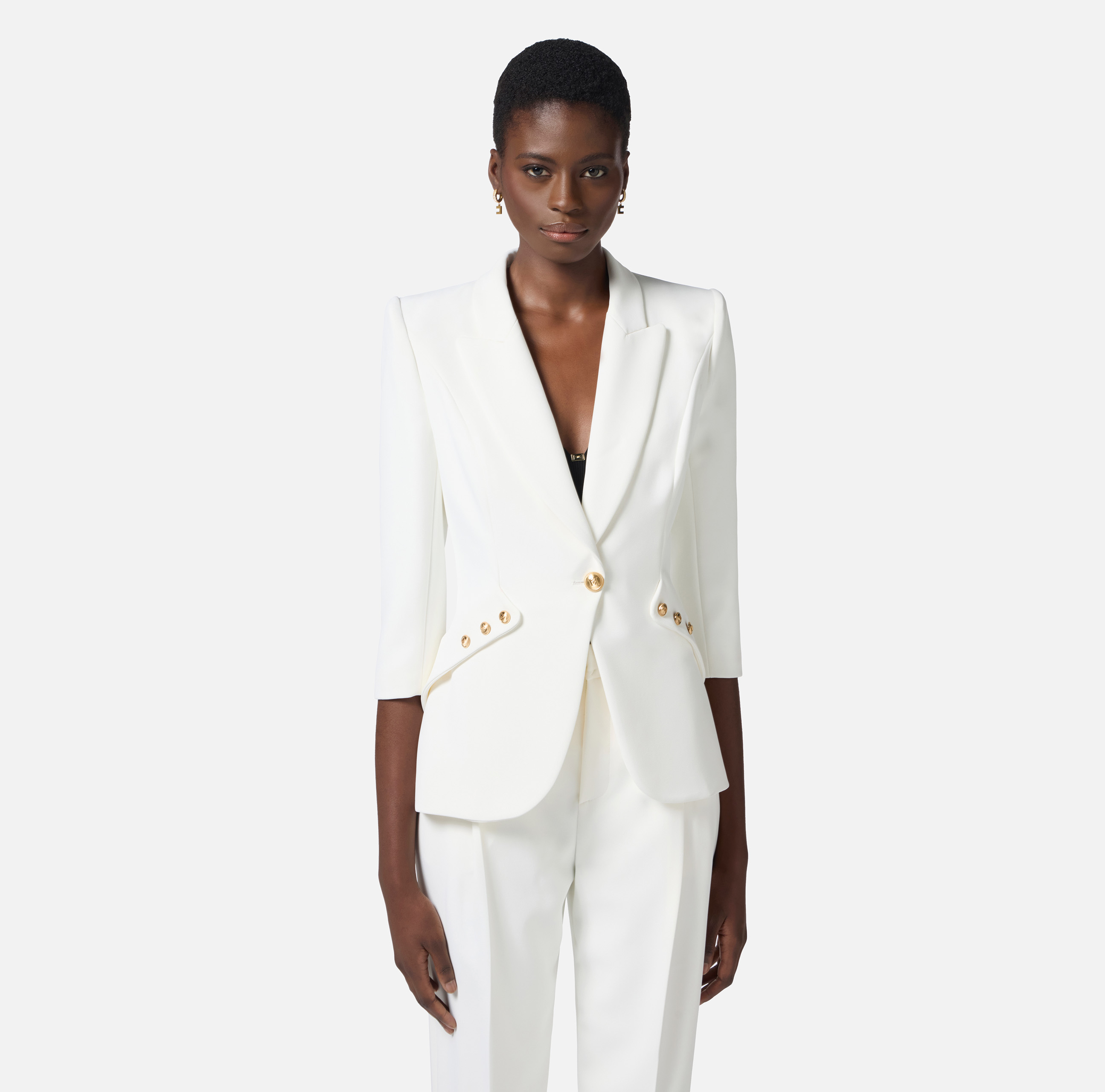 Jacket in lightweight double-layer crêpe fabric with logoed