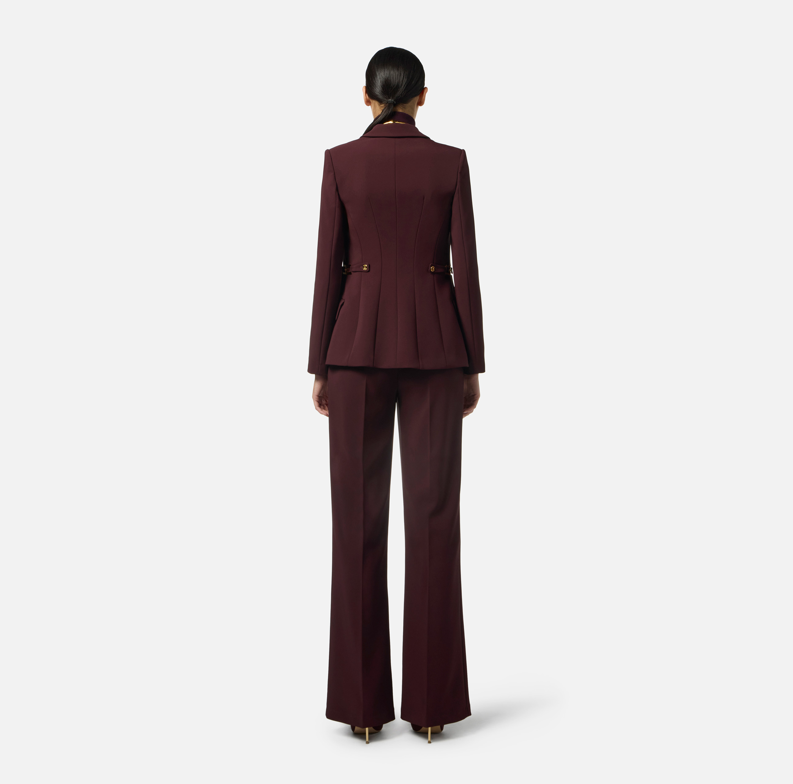 ジャケット ELISABETTA FRANCHI FW25 Jewel strap blazer (GI17556E2 EA4) Jacket in lightweight crêpe fabric with jewel details