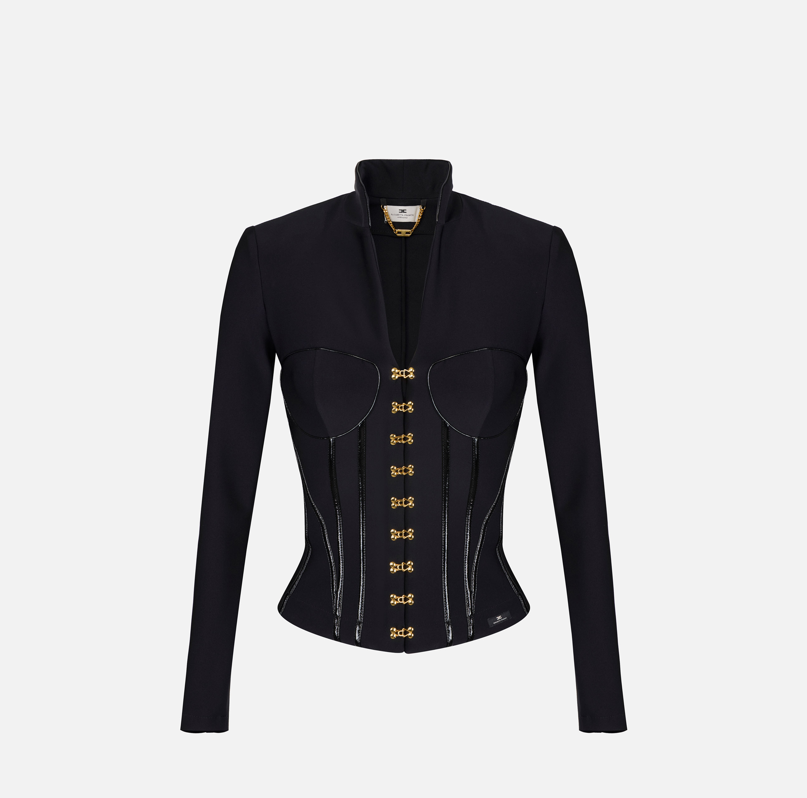 Jacket in neoprene fabric with corset details | Elisabetta Franchi