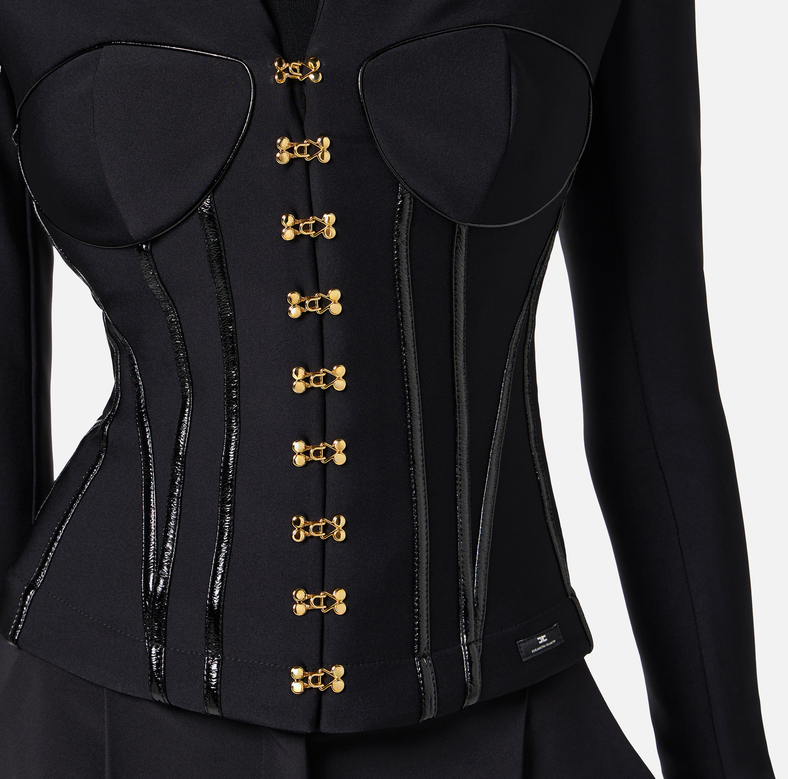 Jacket in neoprene fabric with corset details | Elisabetta Franchi