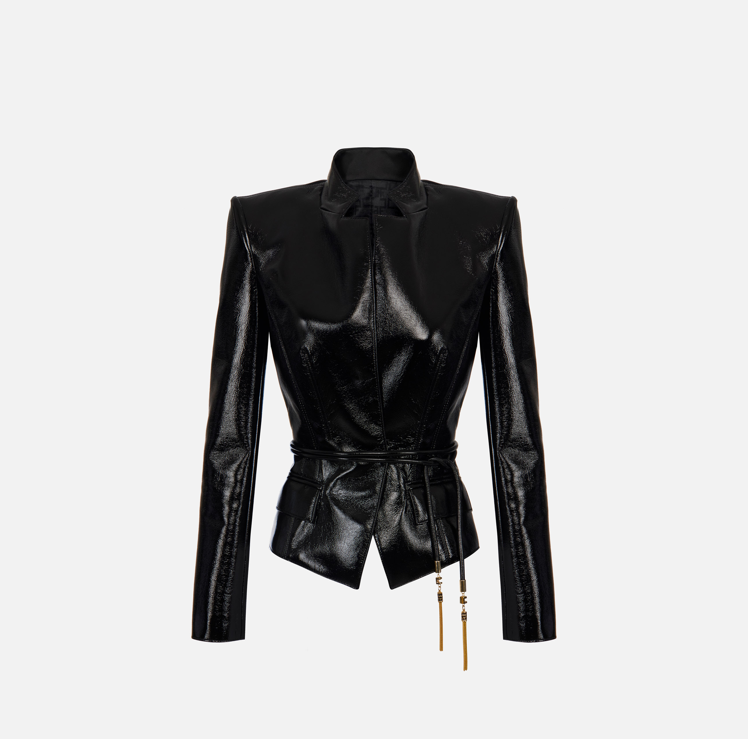 Elisabetta Franchi GOLD ブラックレザージャケット Elisabetta Franchi GOLD ブラックレザージャケット Elisabetta
