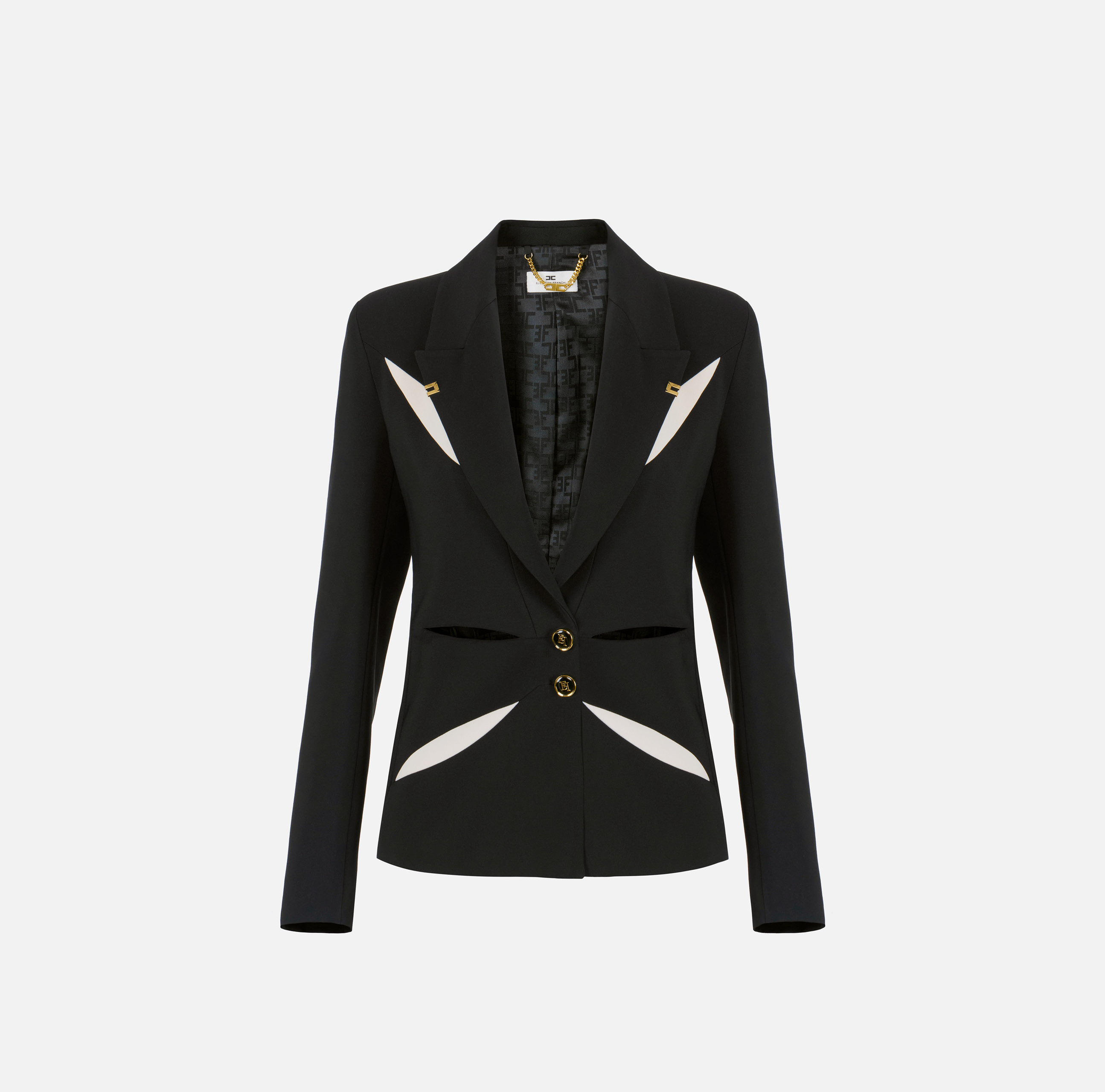 Jacket in lightweight crêpe fabric with two-colour cut-outs
