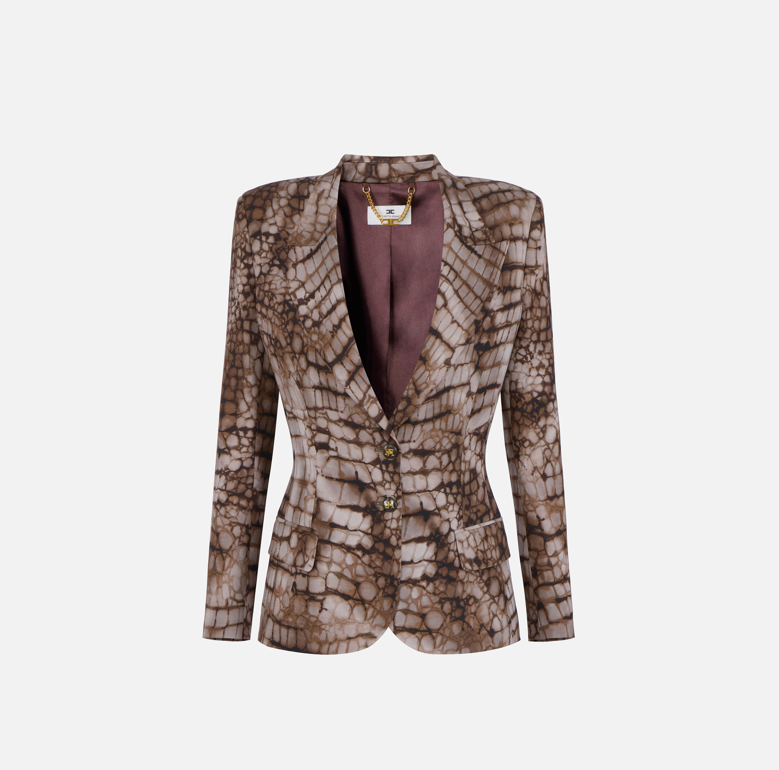 Jacket in crêpe fabric with alligator print | Elisabetta Franchi