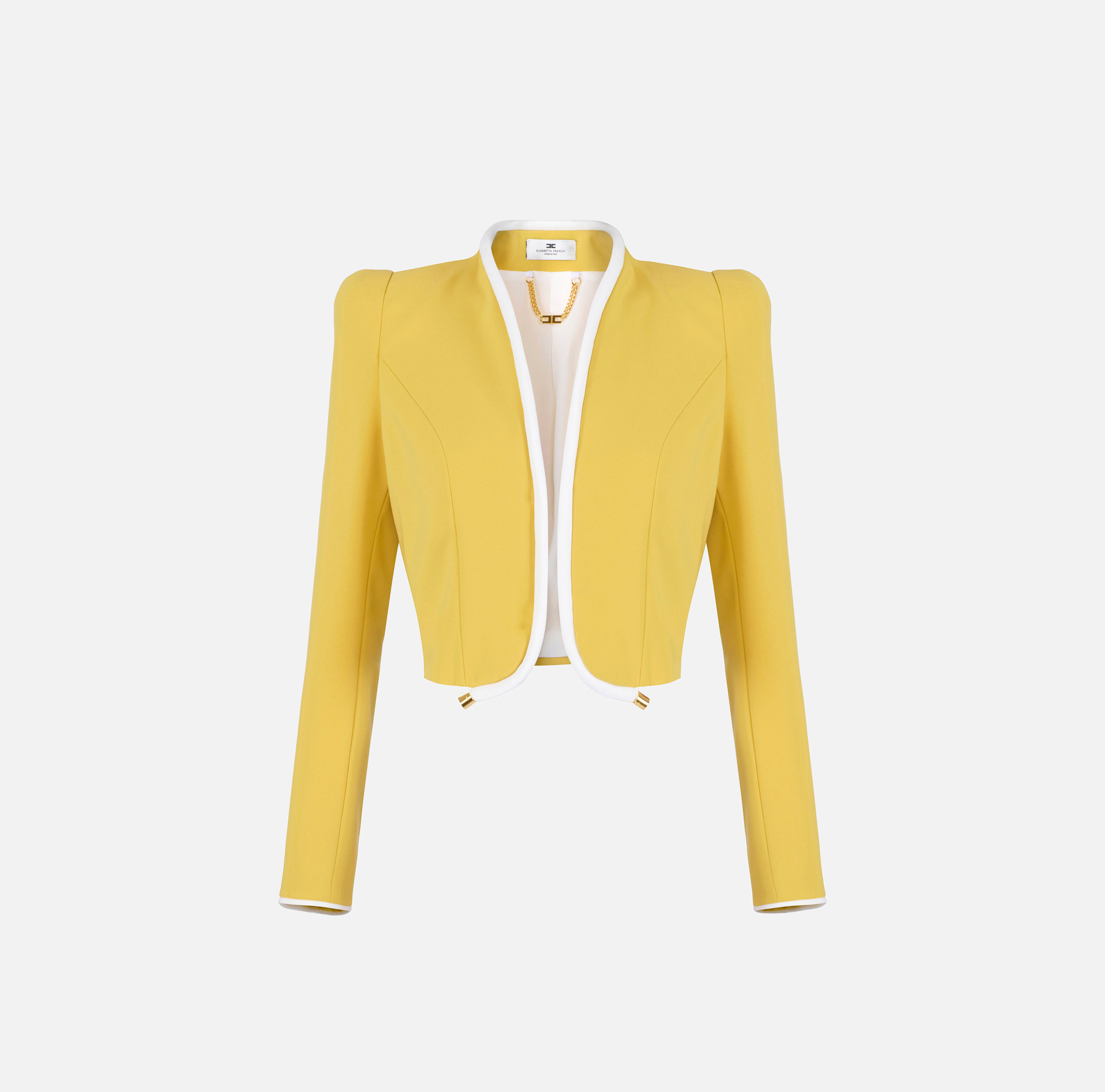Elisabetta Franchi GOLD シープレザージャケットイタリア製 Jacket in lightweight crêpe fabric with 3D piping | Elisabetta Franchi