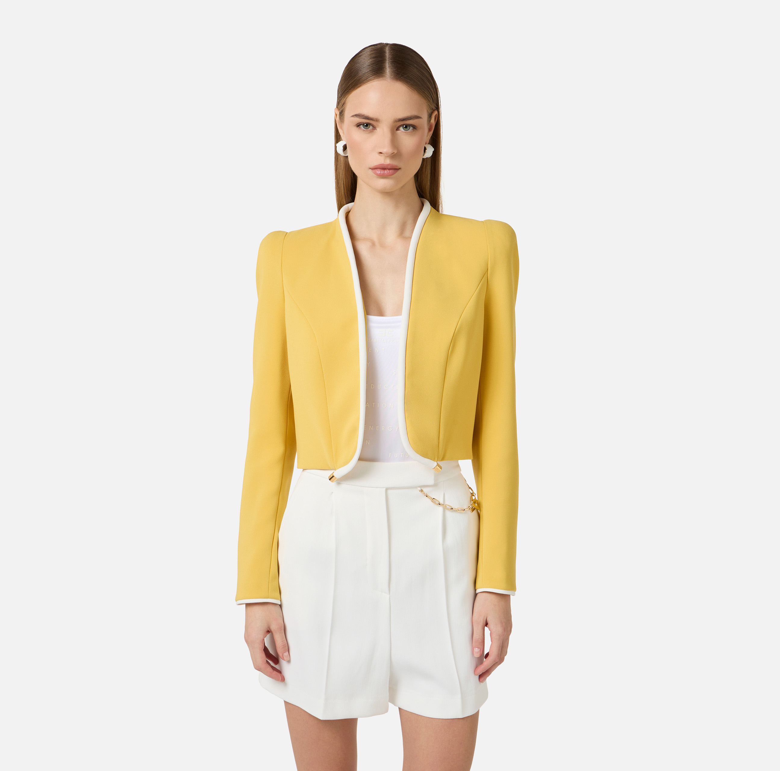 Jacket in lightweight crêpe fabric with 3D piping | Elisabetta Franchi
