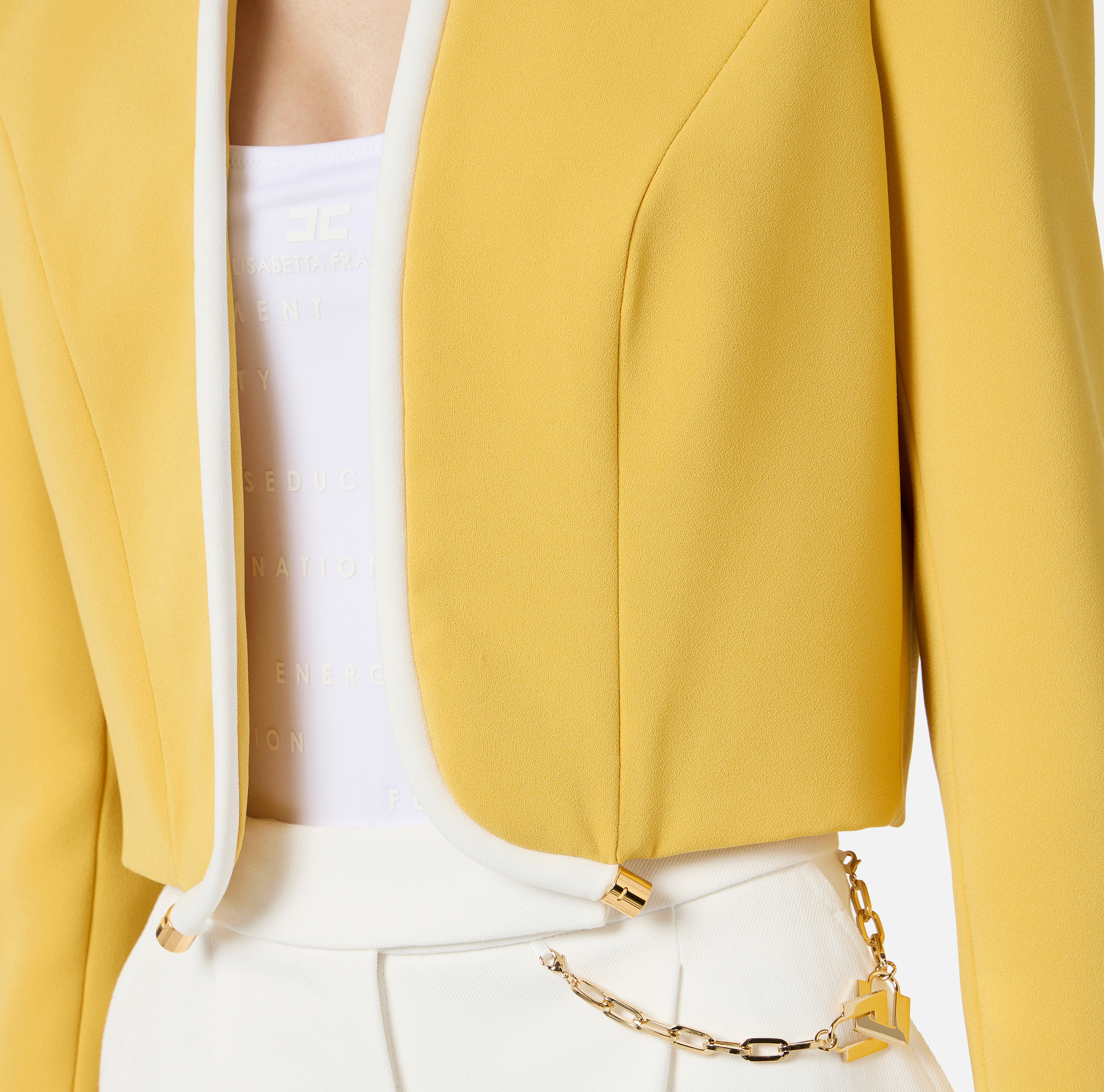 Jacket in lightweight crêpe fabric with 3D piping | Elisabetta Franchi
