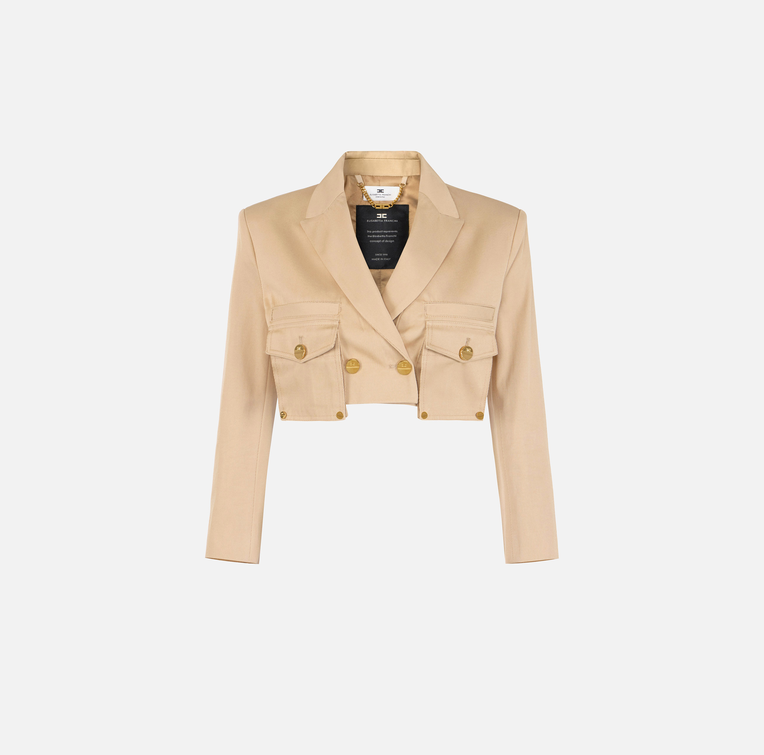 Cotton gabardine jacket with cargo pockets | Elisabetta Franchi