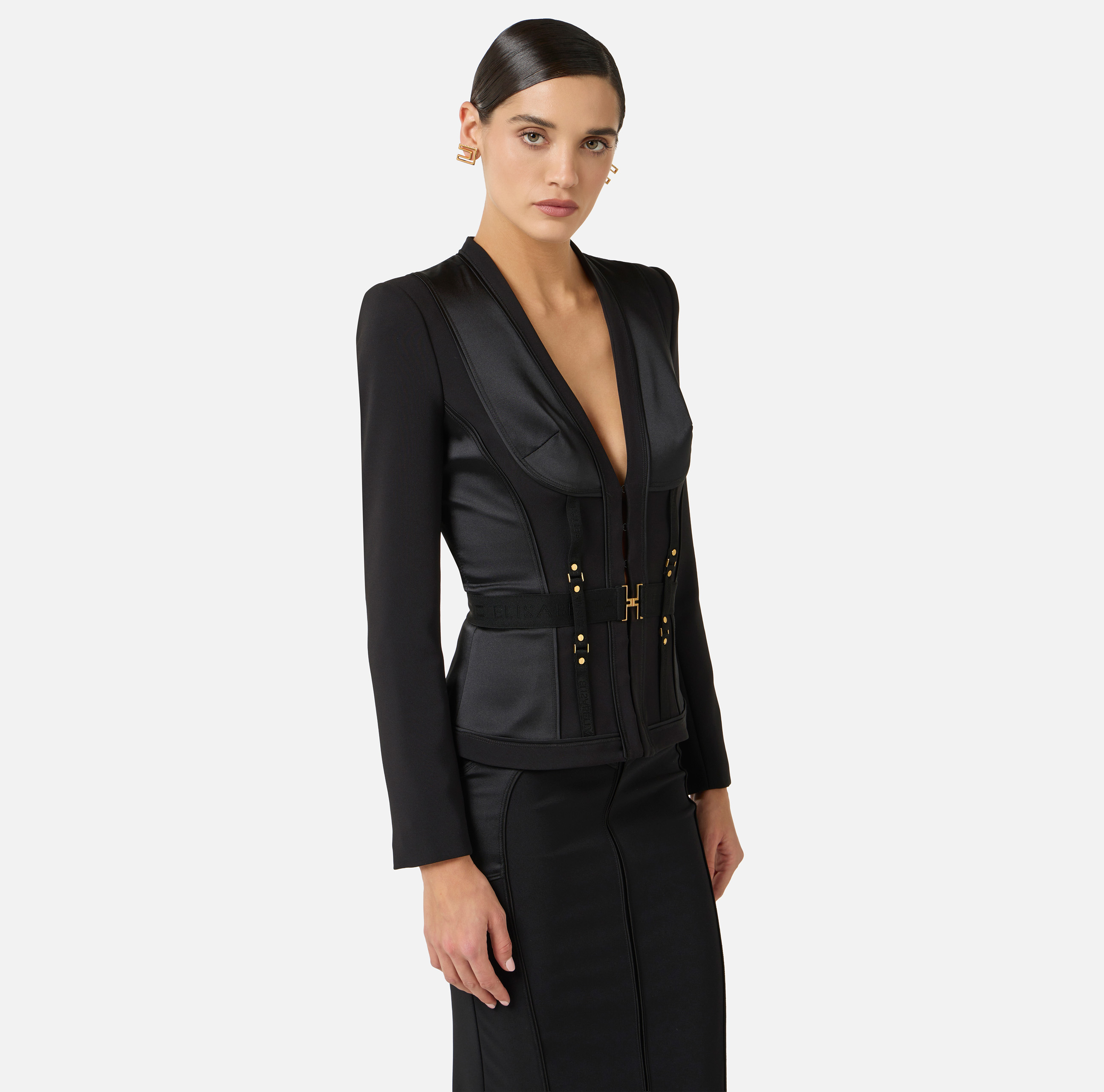 Bustier jacket in lightweight crêpe and satin fabrics | Elisabetta