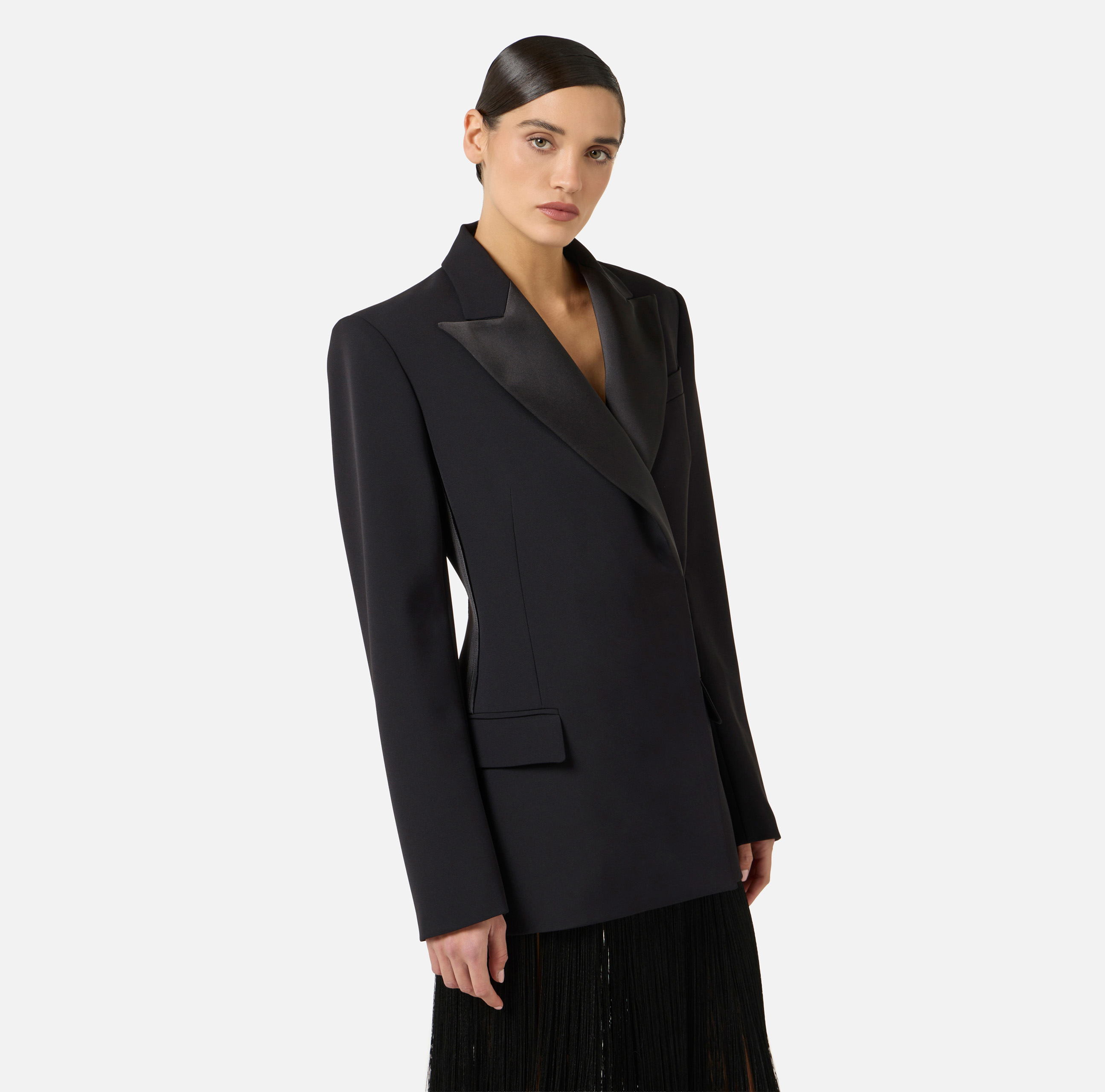 Jacket in lightweight crêpe and satin | Elisabetta Franchi