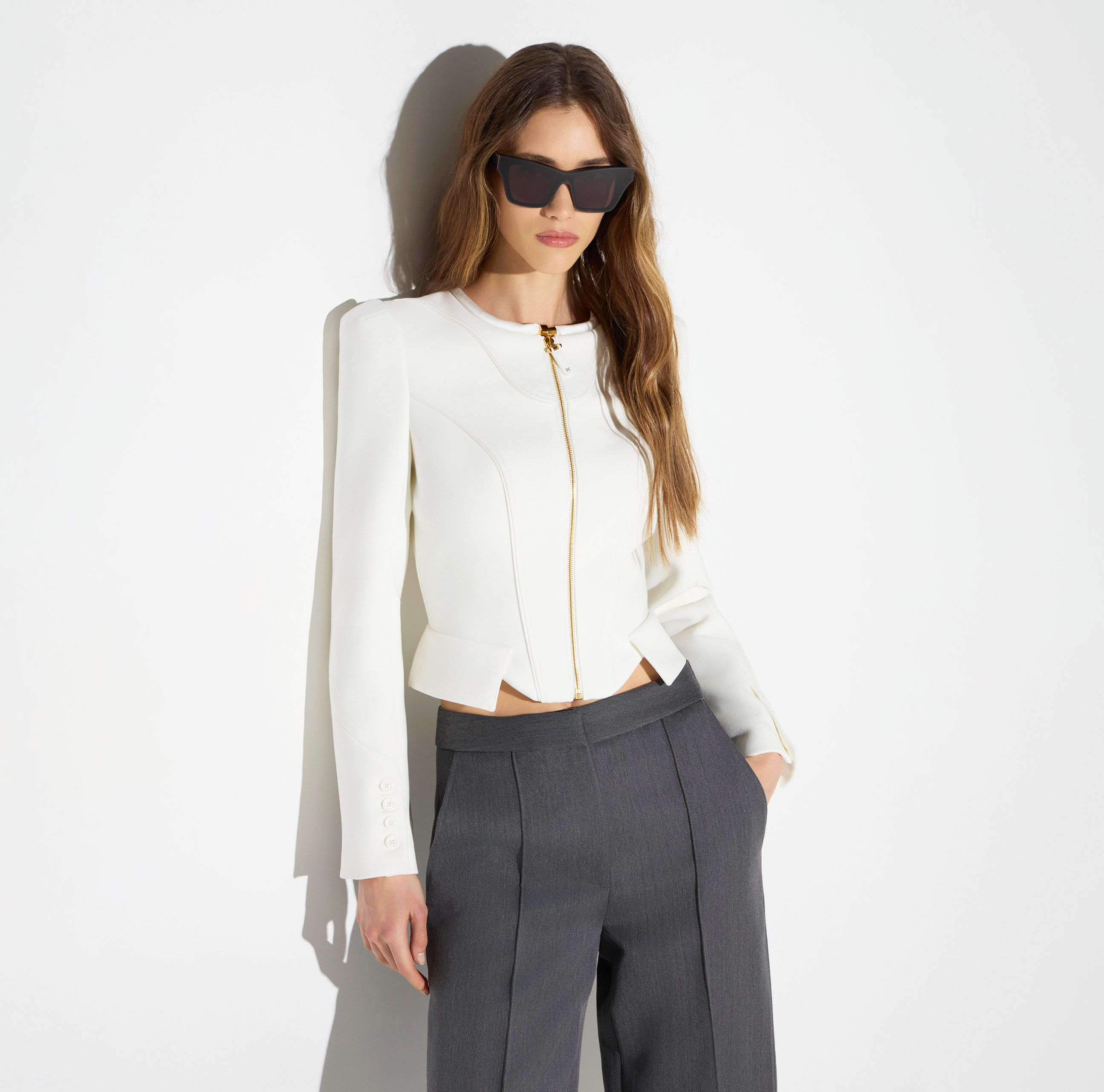 Jacket in double layer crêpe and satin fabrics | Elisabetta Franchi