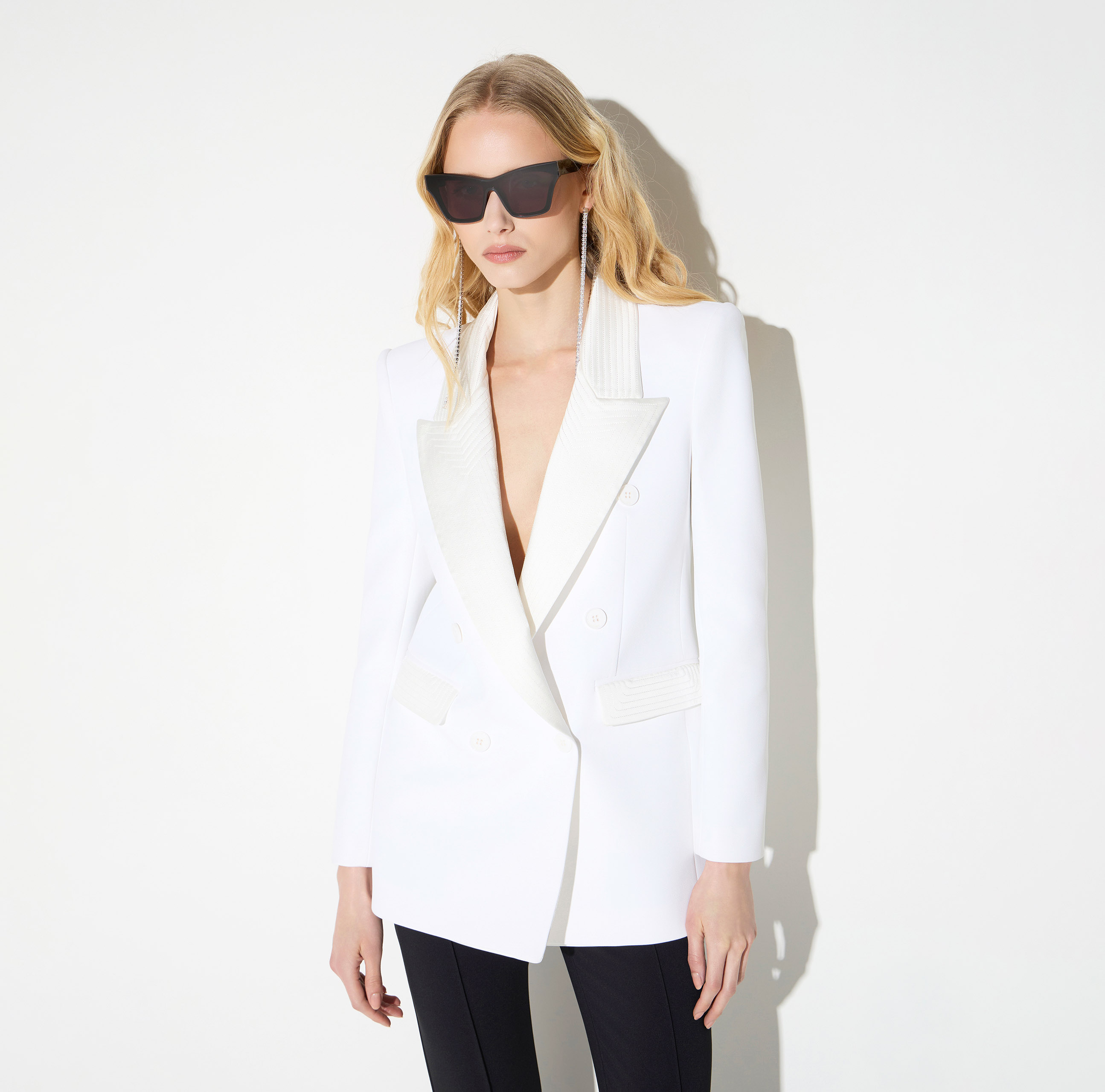Jacket in double layer crêpe and satin fabrics | Elisabetta Franchi