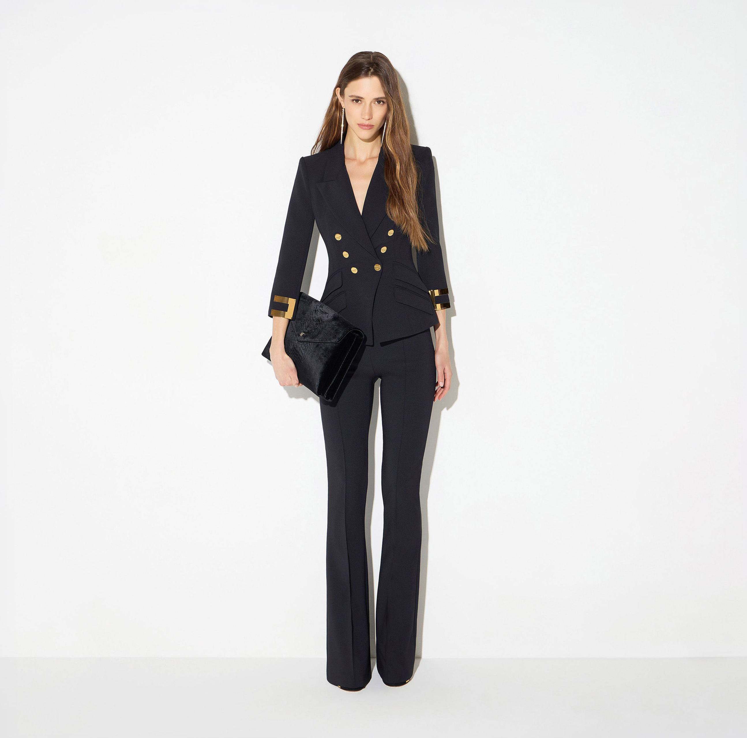 Jacket in double layer stretch crêpe fabric with jewel logo