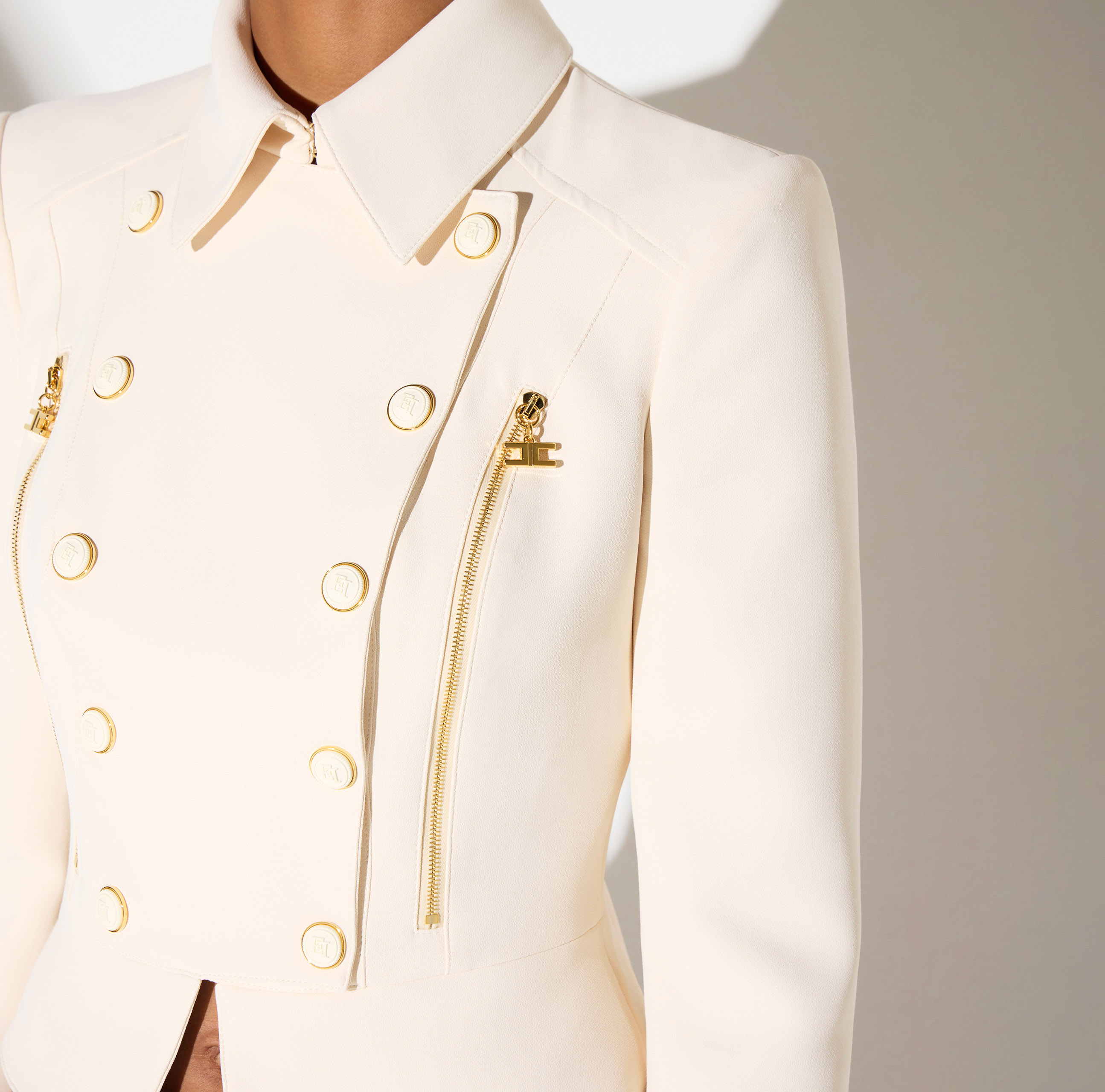 Jacket in double layer stretch crêpe fabric | Elisabetta Franchi