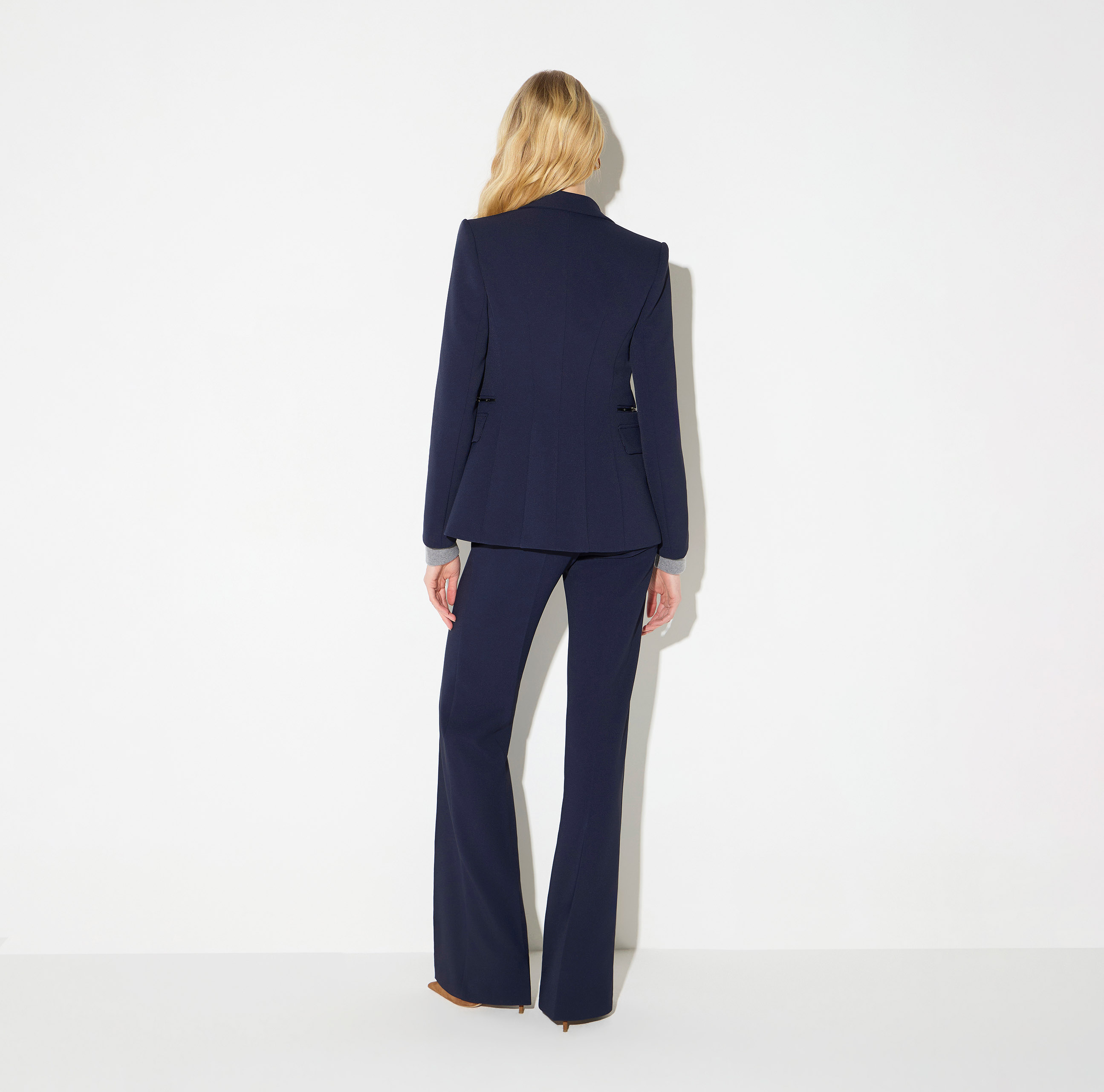 Elisabetta Franchi テーラードジャケット ネイビー 38 Jacket in double layer stretch crêpe fabric | Elisabetta Franchi