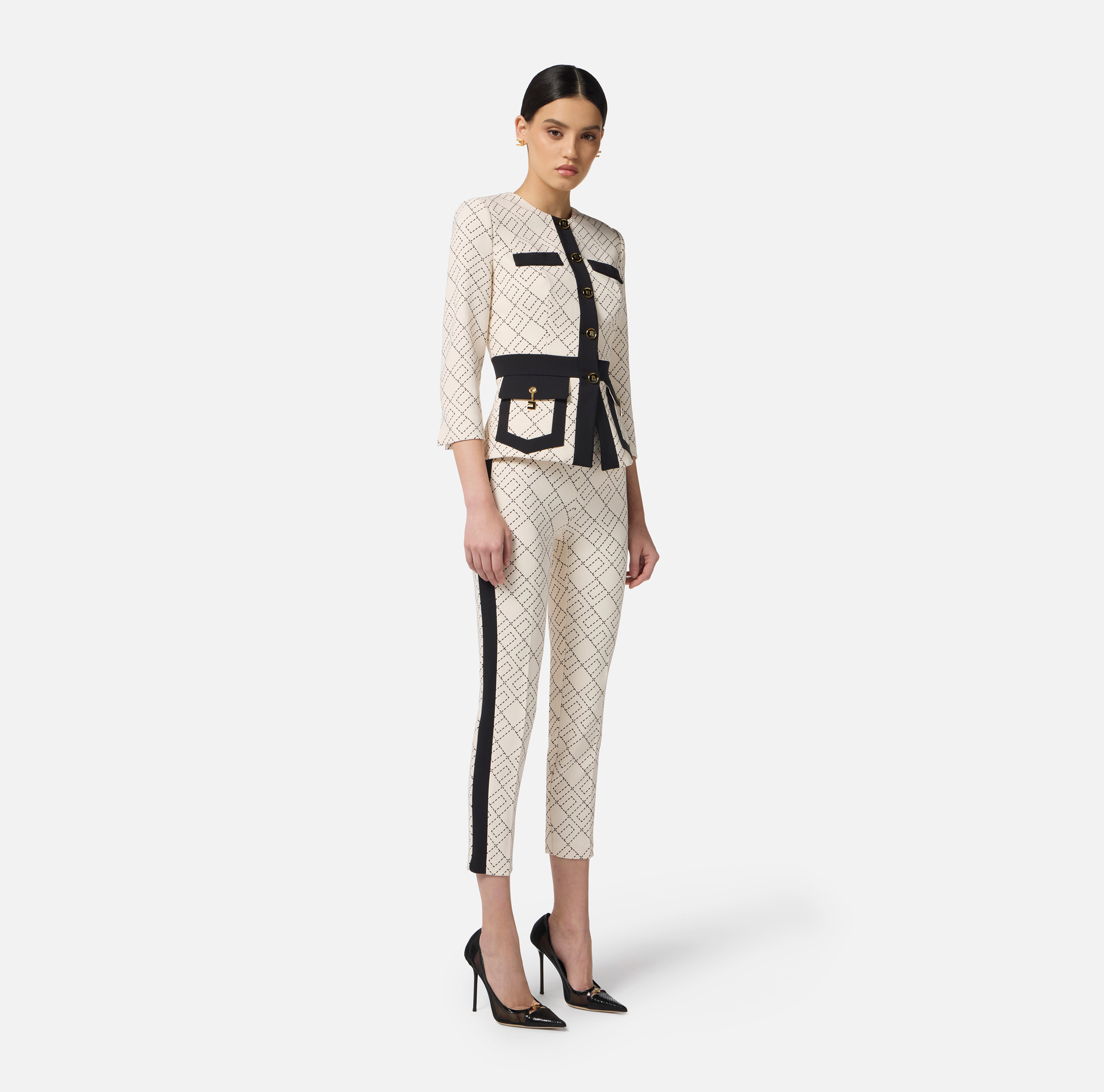 【25SS】 ELISABETTA FRANCHI ジャカード ジャケット 2色 25SS】 ELISABETTA FRANCHI ジャカード ジャケット 2色
