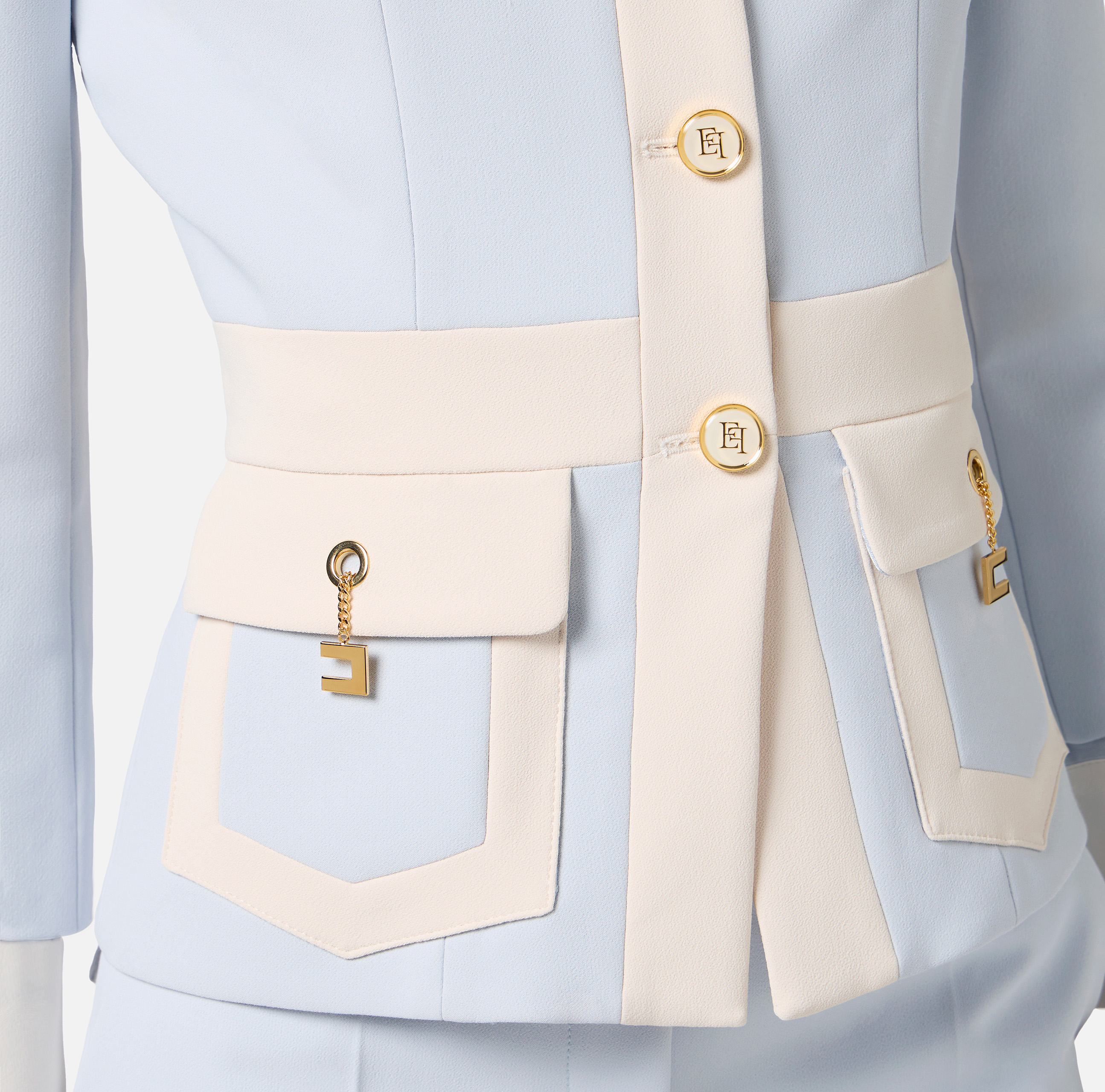 ジャケット・アウター ELISABETTA FRANCHI PI76D46E2 Elisabetta Franchi Short nylon down jacket with